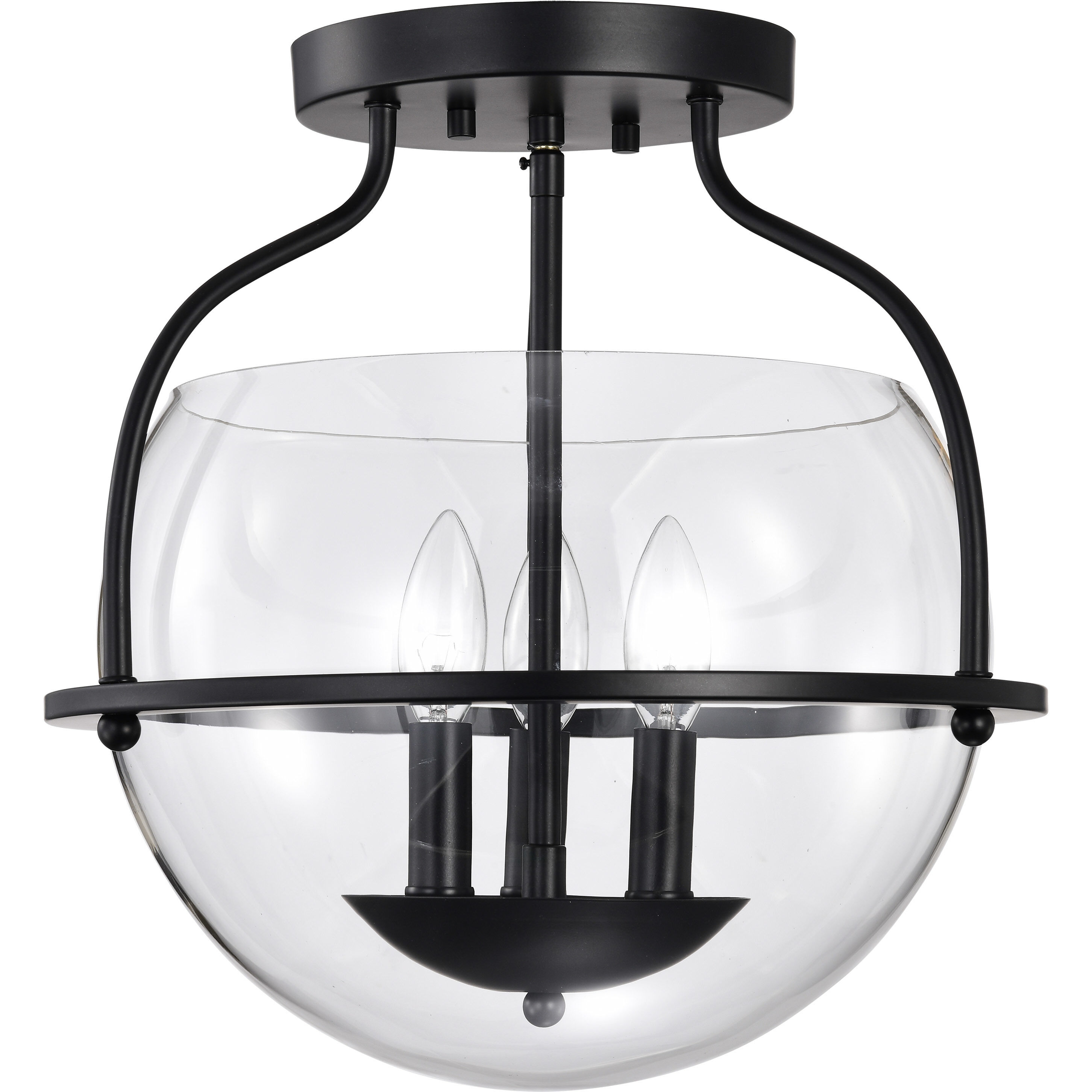 Amado 3 Light 14 inch Matte Black Semi Flush Mount Ceiling Light