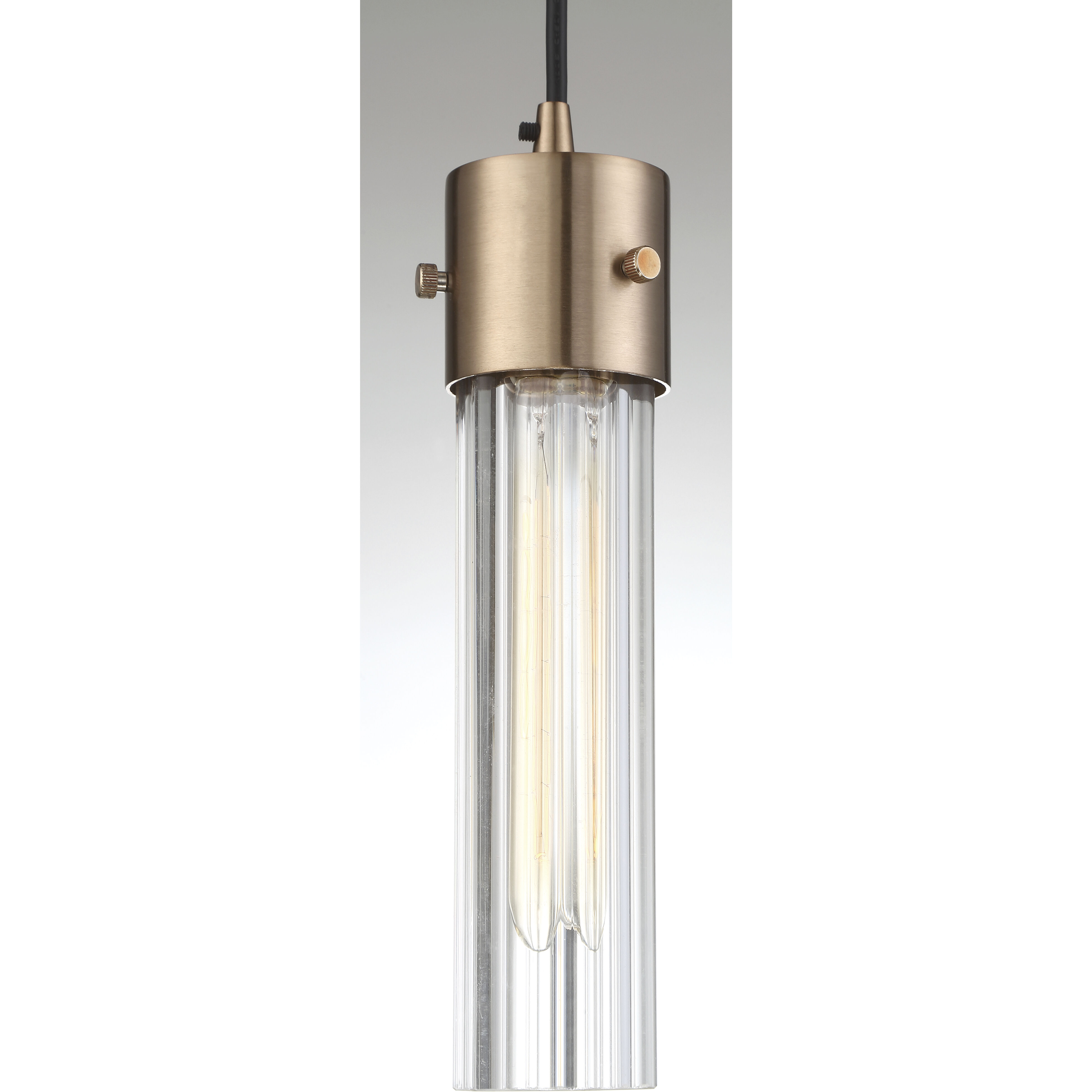 Eaves 1 Light 5 inch Copper Brushed Brass and Clear Ribbed Pendant Ceiling Light
