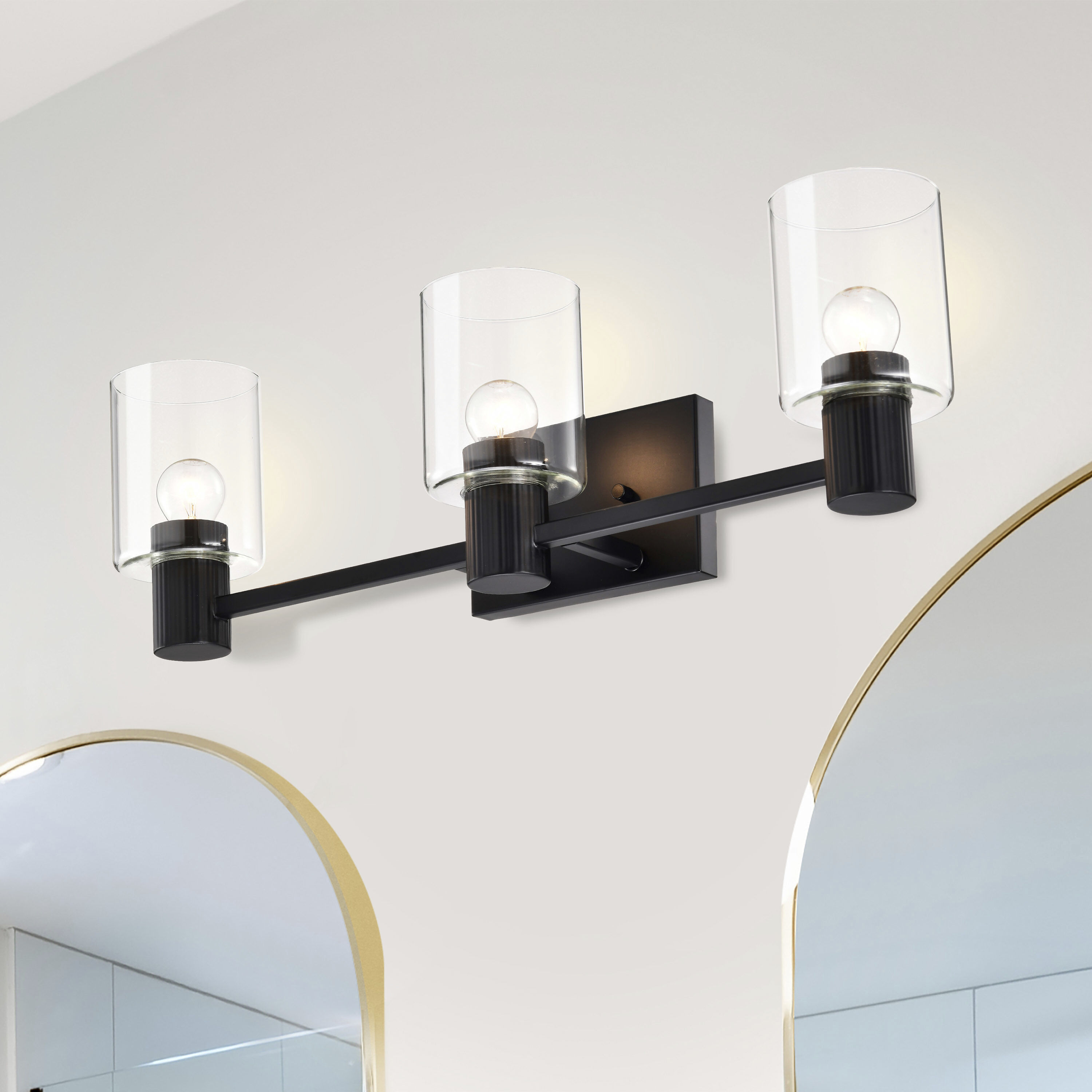 Clarksville 3 Light 24 inch Matte Black Vanity Light Wall Light