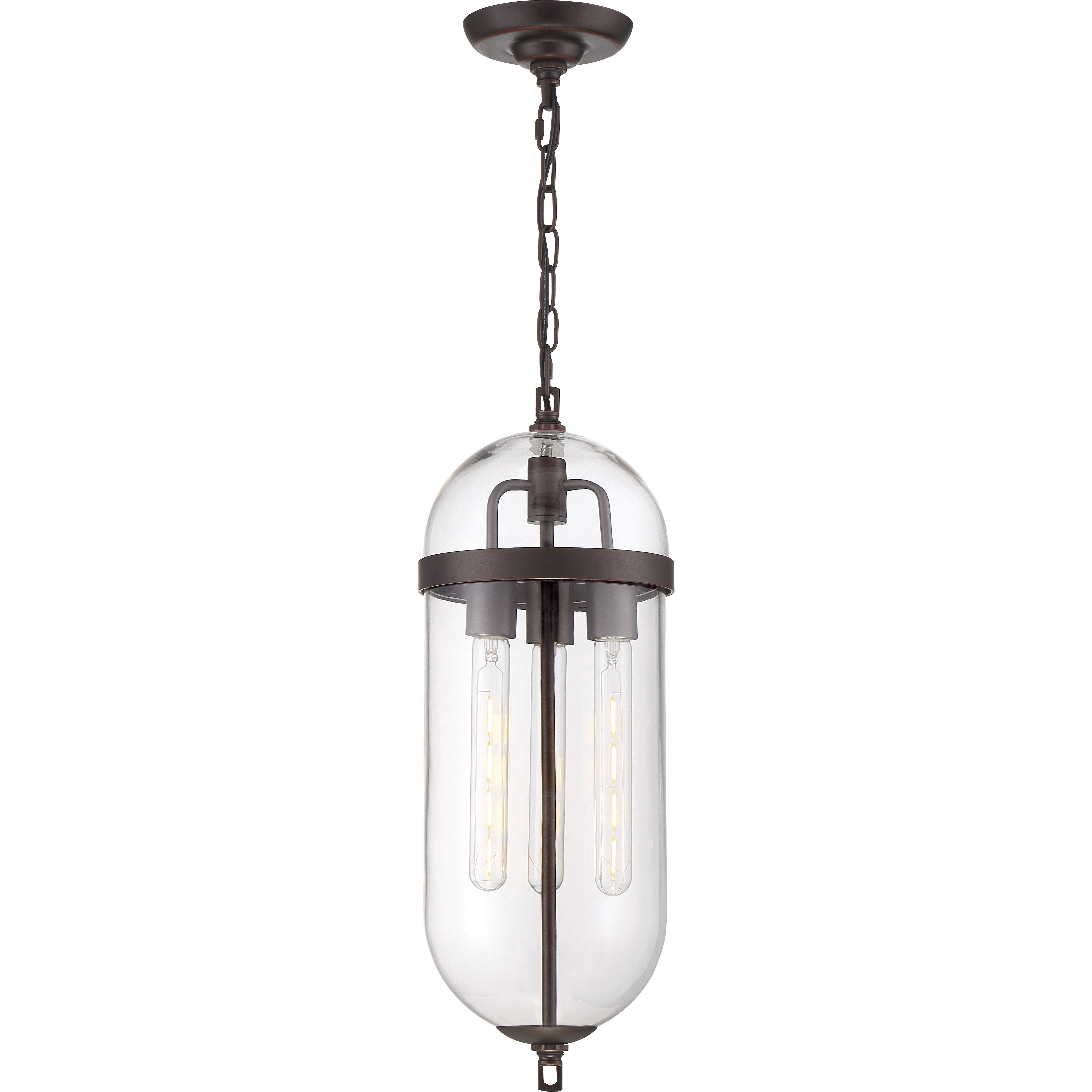 Fantom 3 Light 8 inch Mahogany Bronze and Clear Pendant Ceiling Light
