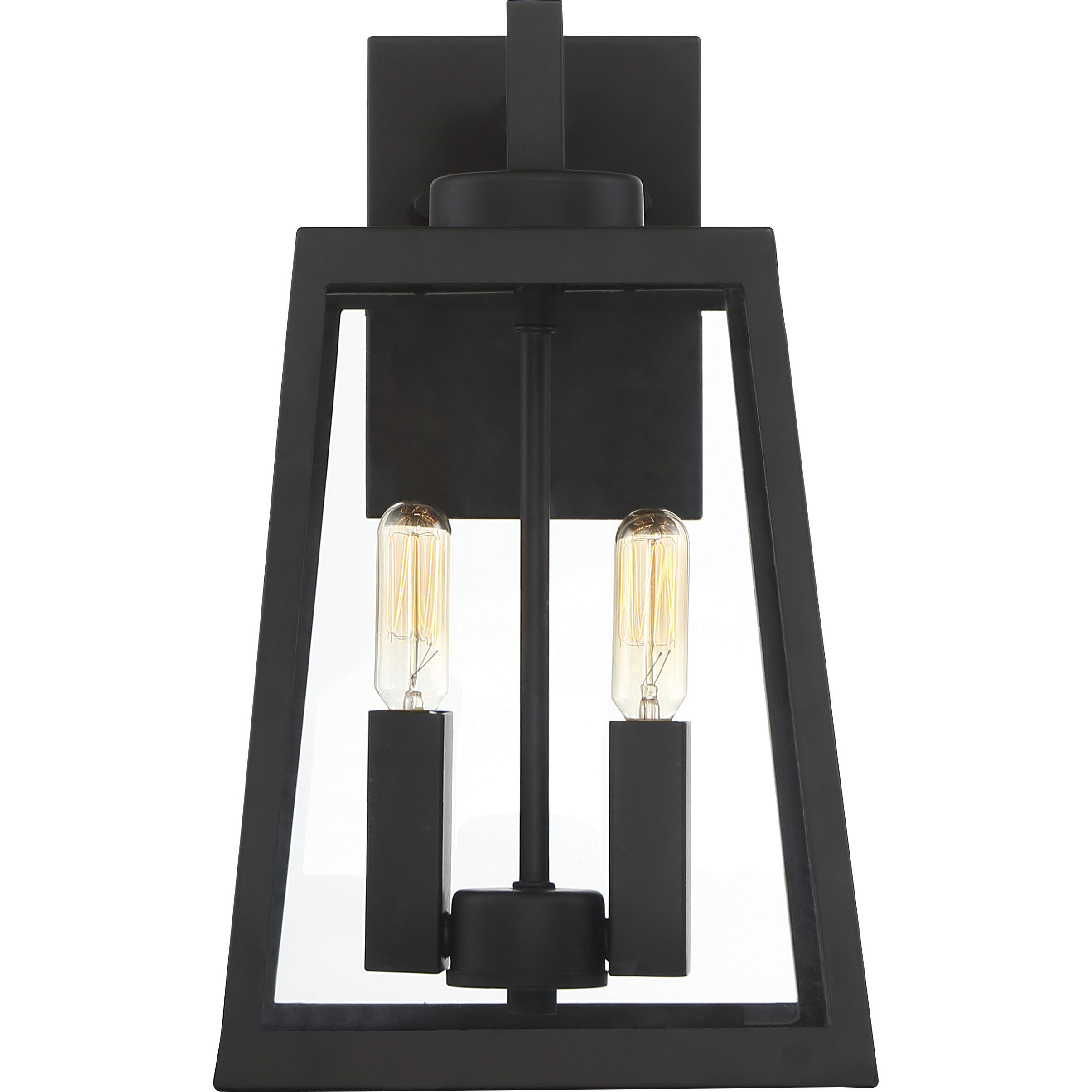 Halifax 2 Light 14 inch Matte Black and Glass Outdoor Wall Lantern, Medium