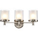 Decker 3 Light 22 inch Brushed Nickel Vanity Light Wall Light