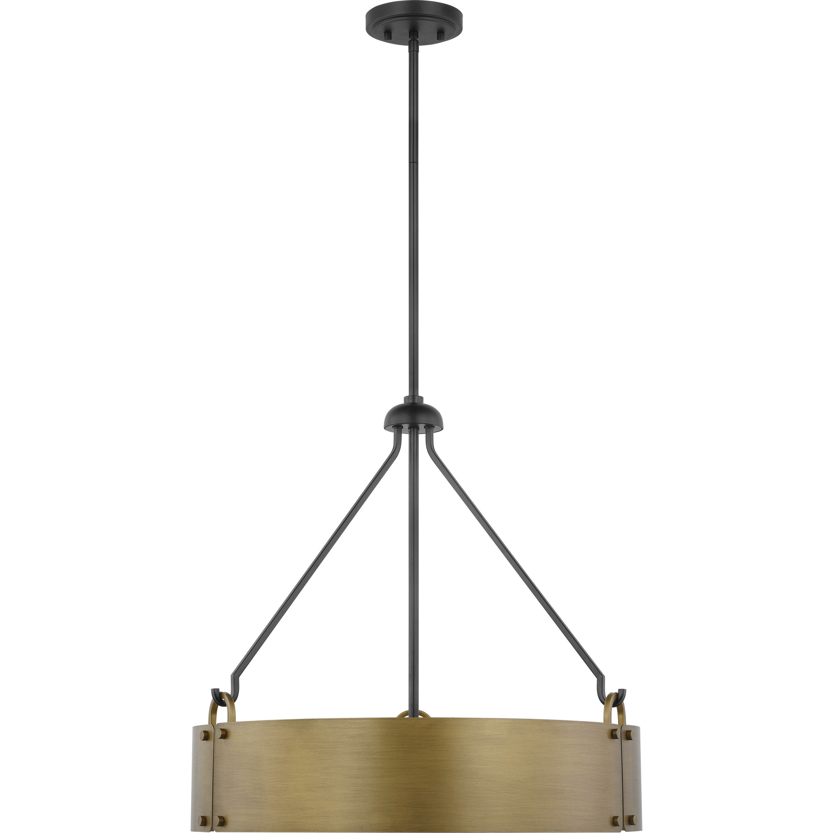 Halter 4 Light 22.63 inch Matte Black and Natural Brass Pendant Ceiling Light