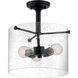 Bransel 3 Light 12 inch Matte Black Semi Flush Mount Fixture Ceiling Light