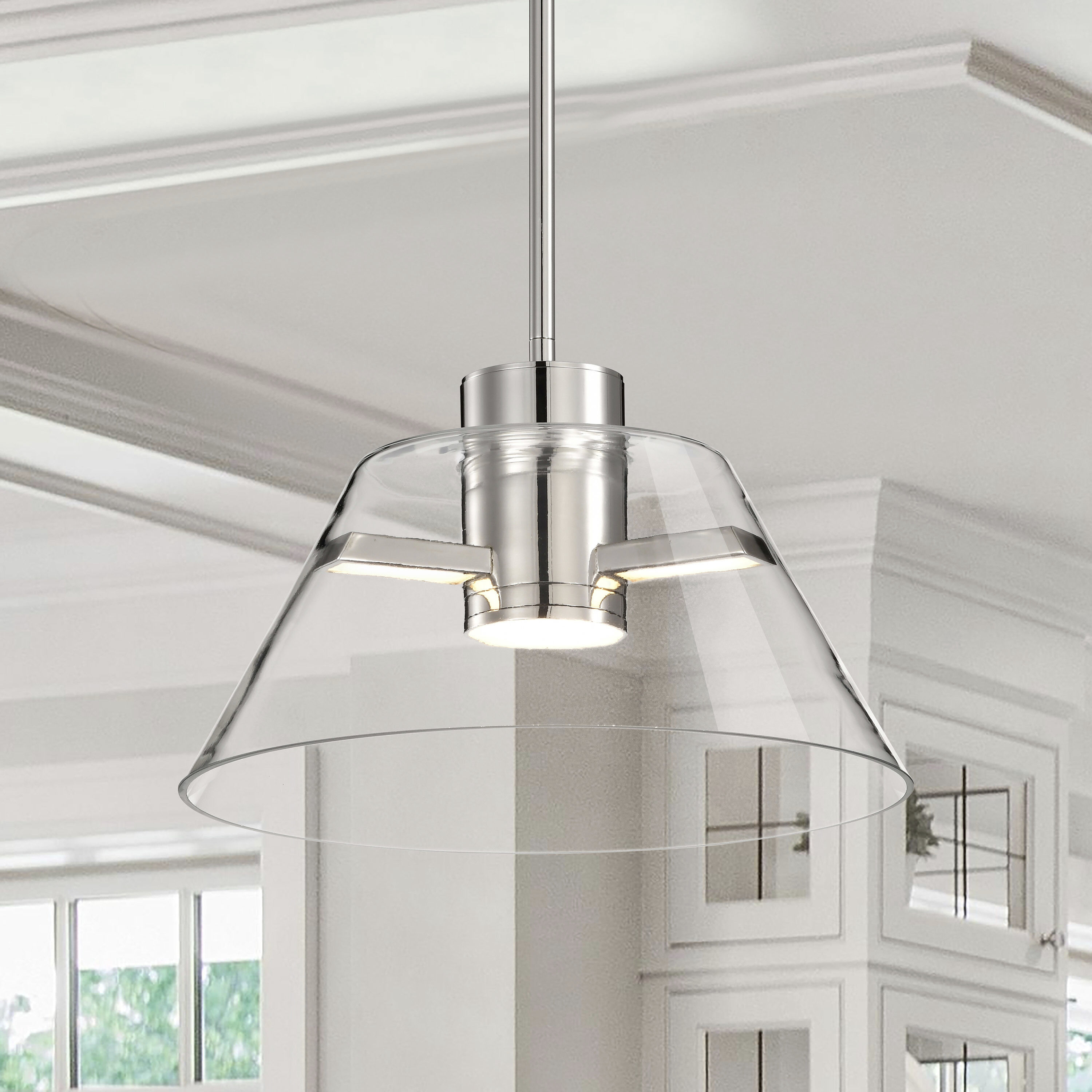 Edmond LED 13.63 inch Polished Nickel Pendant Ceiling Light