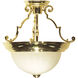 Signature 2 Light 13 inch Polished Brass Semi Flush Mount Ceiling Light