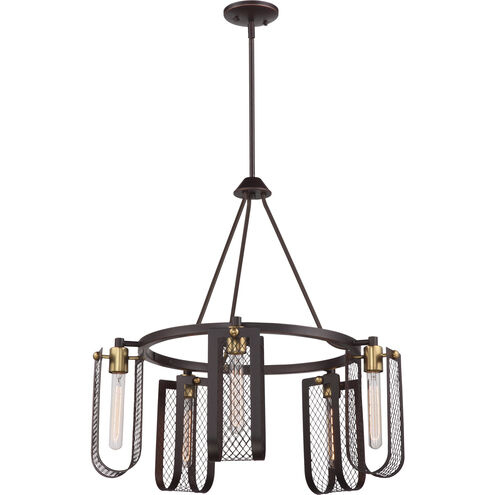 Bandit 5 Light 27 inch Russet Bronze and Vintage Brass Accents Chandelier Ceiling Light