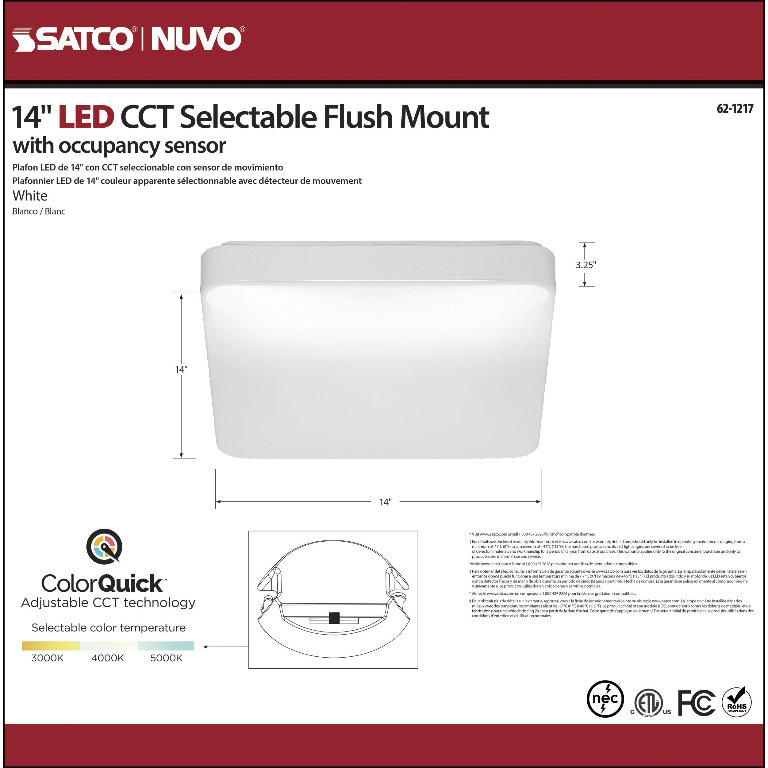 Cloud LED 14 inch White Flush Mount Ceiling Light