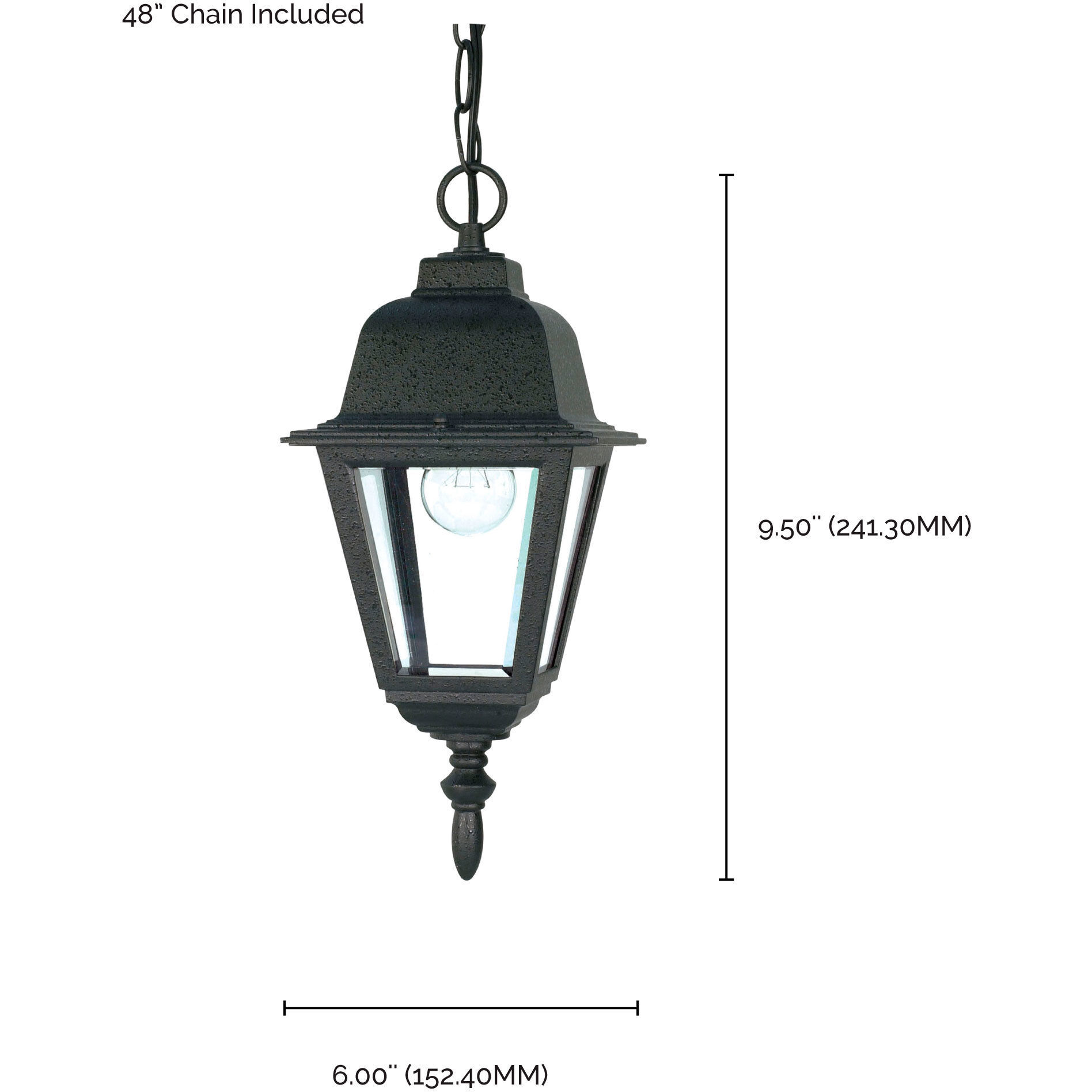 Briton 1 Light 6 inch Textured Black Outdoor Hanging Lantern