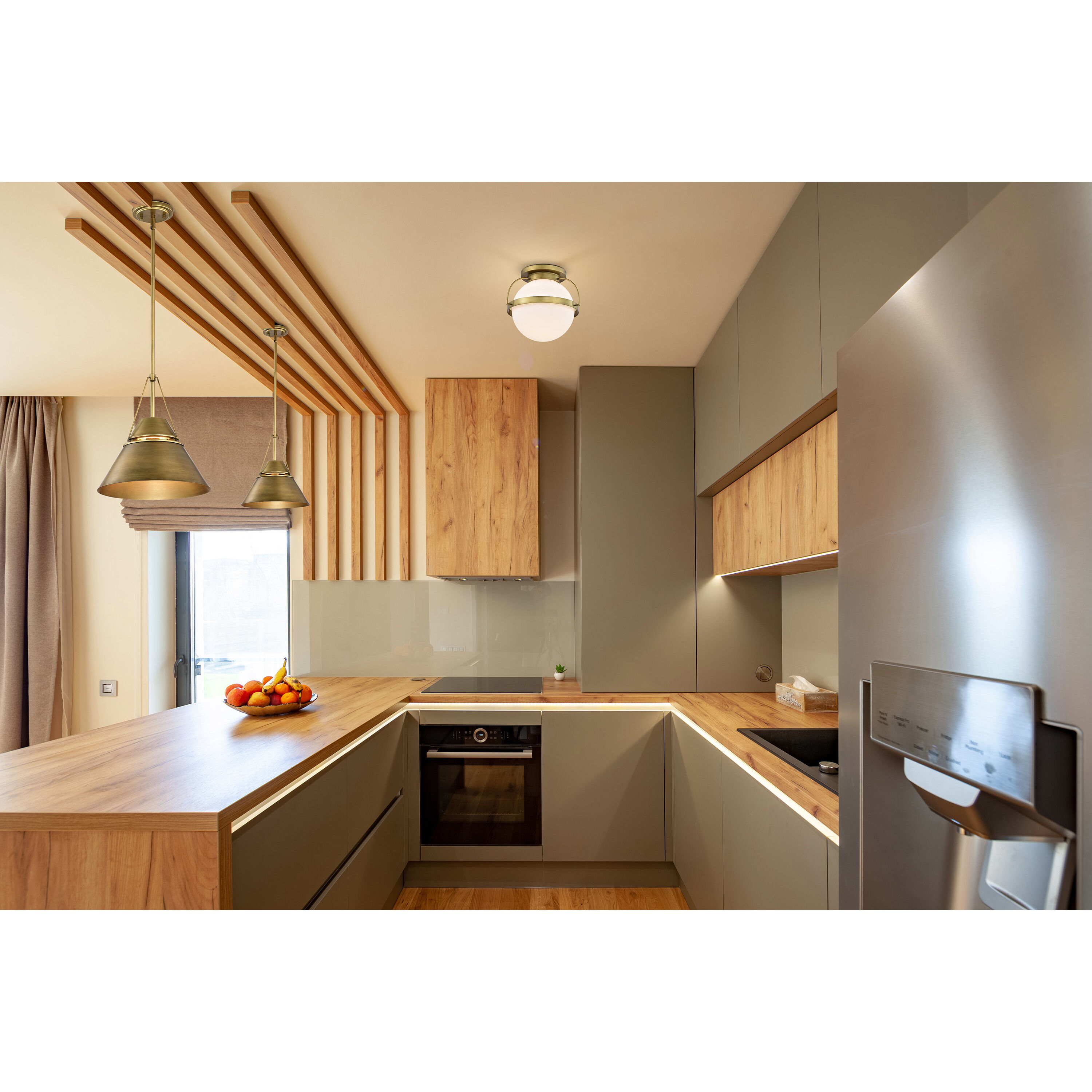 Lakeshore 1 Light 18 inch Natural Brass Flush Mount Ceiling Light