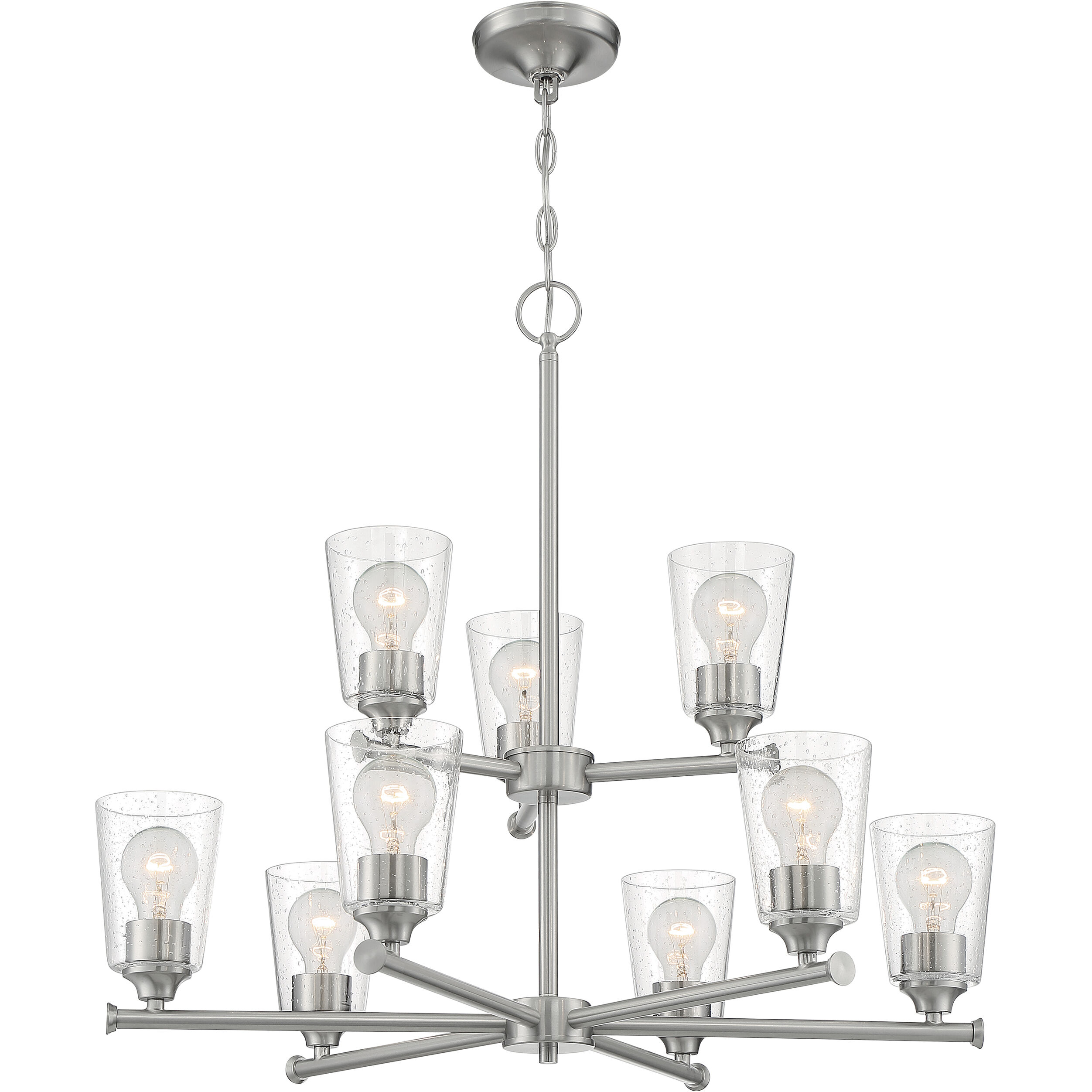 Bransel 9 Light 28 inch Brushed Nickel Chandelier Ceiling Light