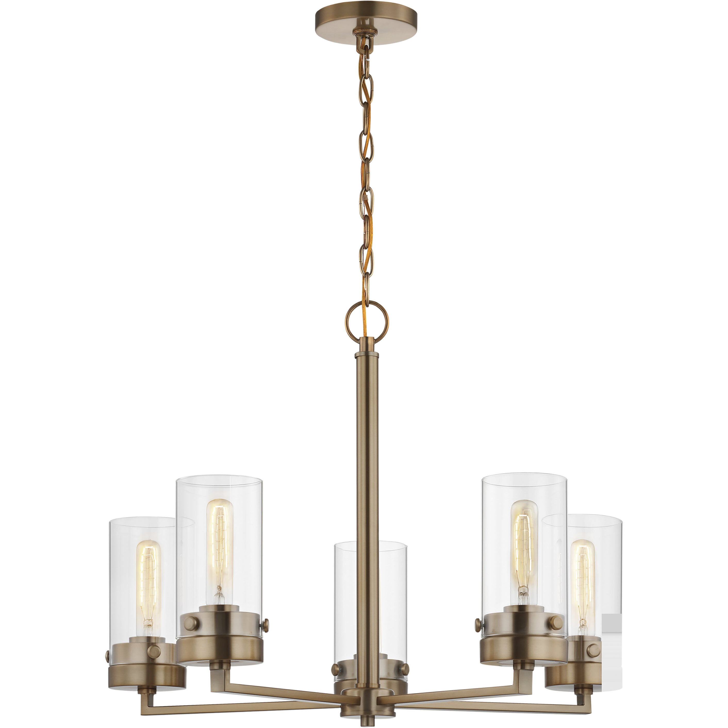 Intersection 5 Light 24 inch Burnished Brass Chandelier Ceiling Light