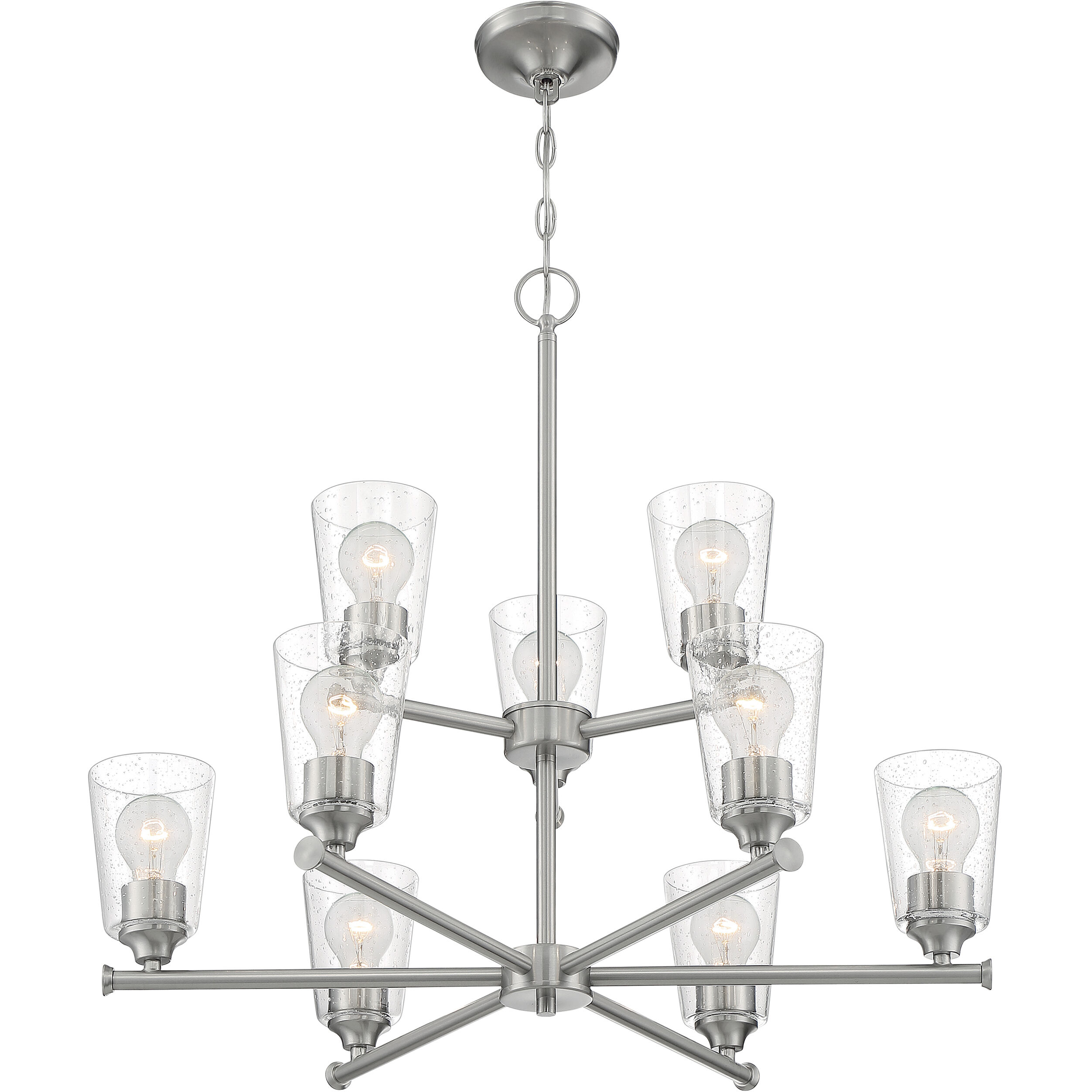 Bransel 9 Light 28 inch Brushed Nickel Chandelier Ceiling Light