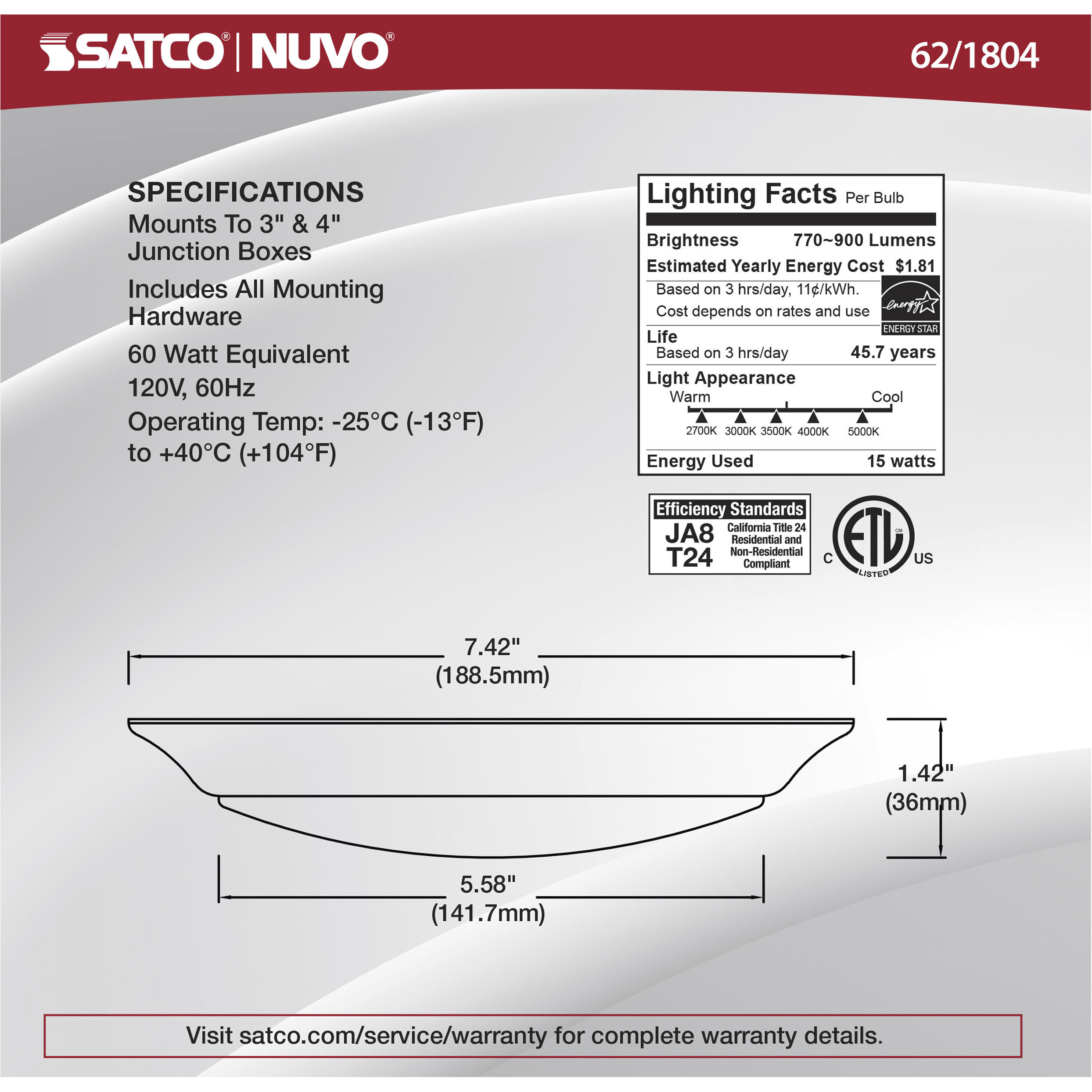 Brentwood Integrated LED Black LED Disk