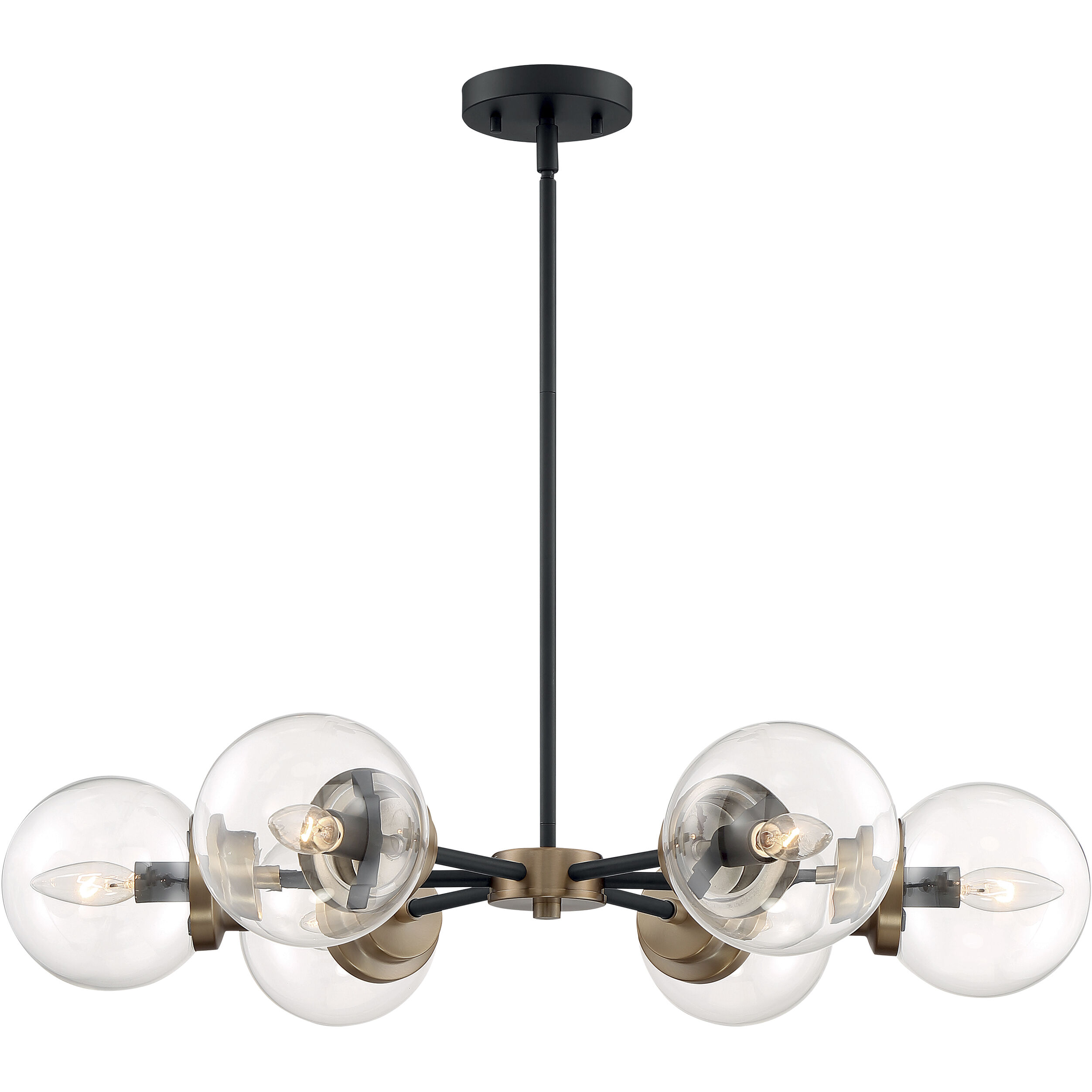 Axis 6 Light 30 inch Matte Black and Brass Chandelier Ceiling Light