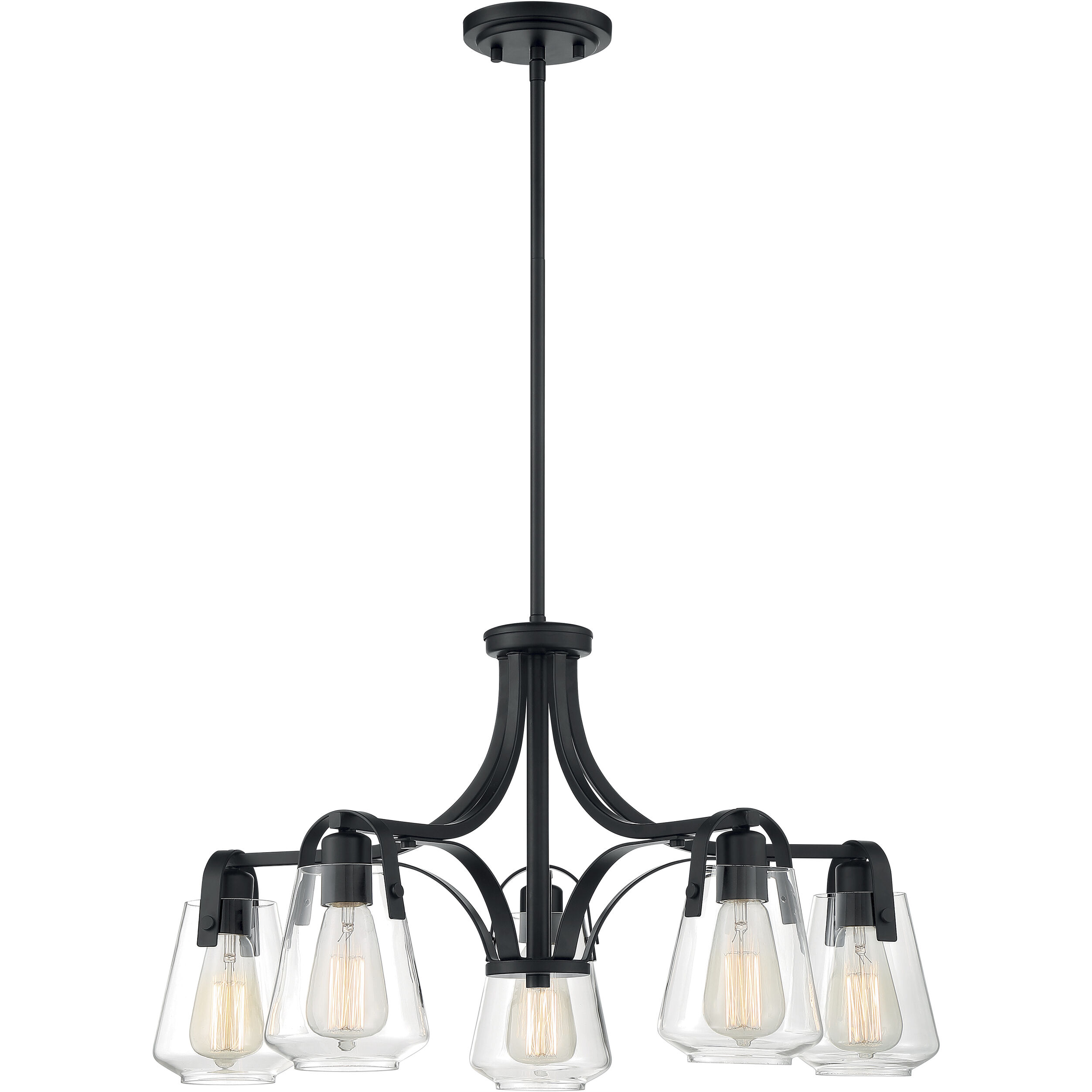 Skybridge 5 Light 27 inch Matte Black Chandelier Ceiling Light