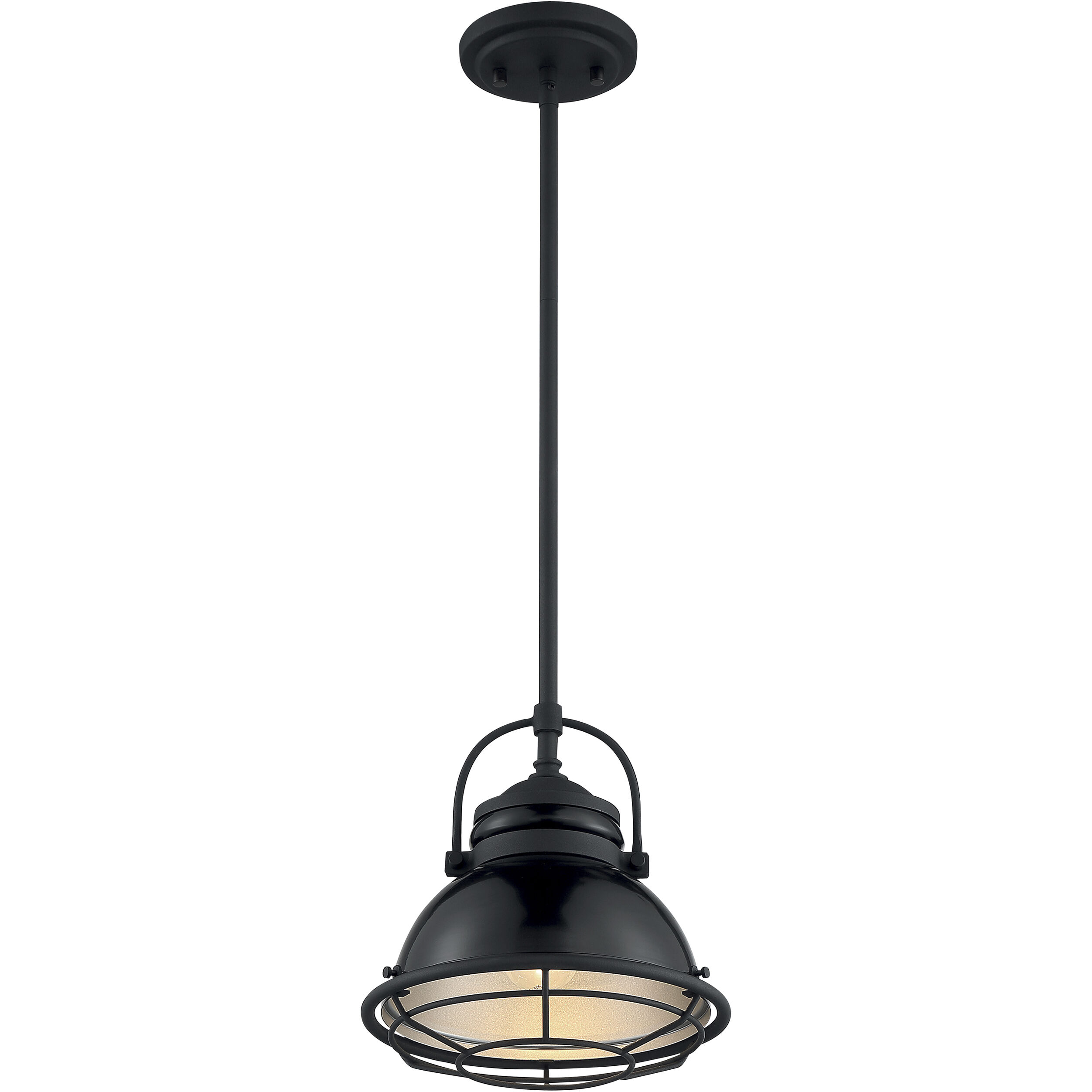 Upton 1 Light 9.75 inch Gloss Black and Silver Pendant Ceiling Light