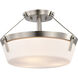 Rowen 3 Light 14.63 inch Brushed Nickel Semi Flush Mount Ceiling Light