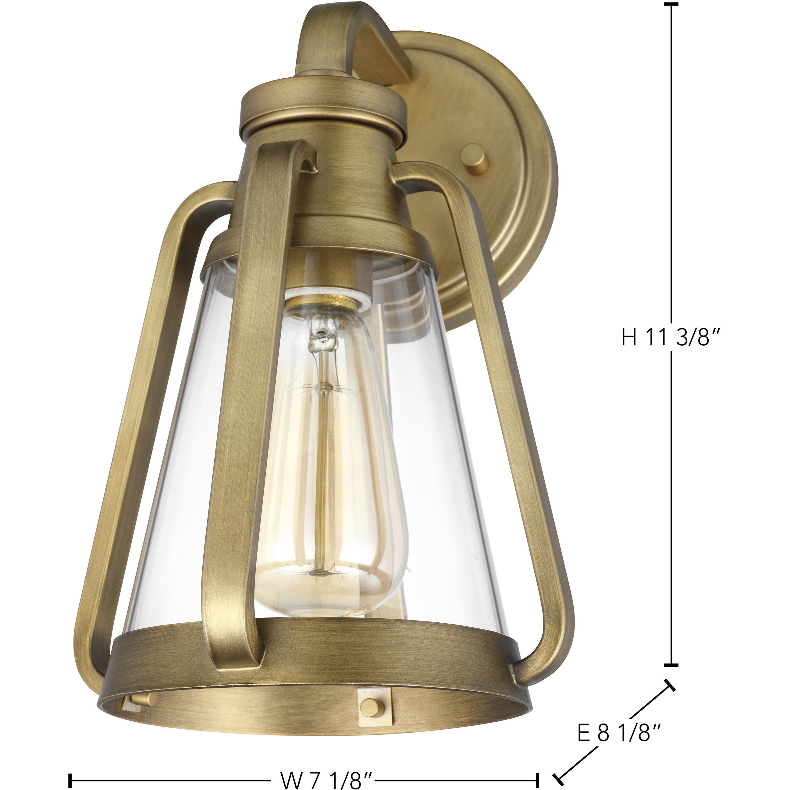 Everett 1 Light 7.13 inch Natural Brass Bathroom Vanity Lights Wall Light