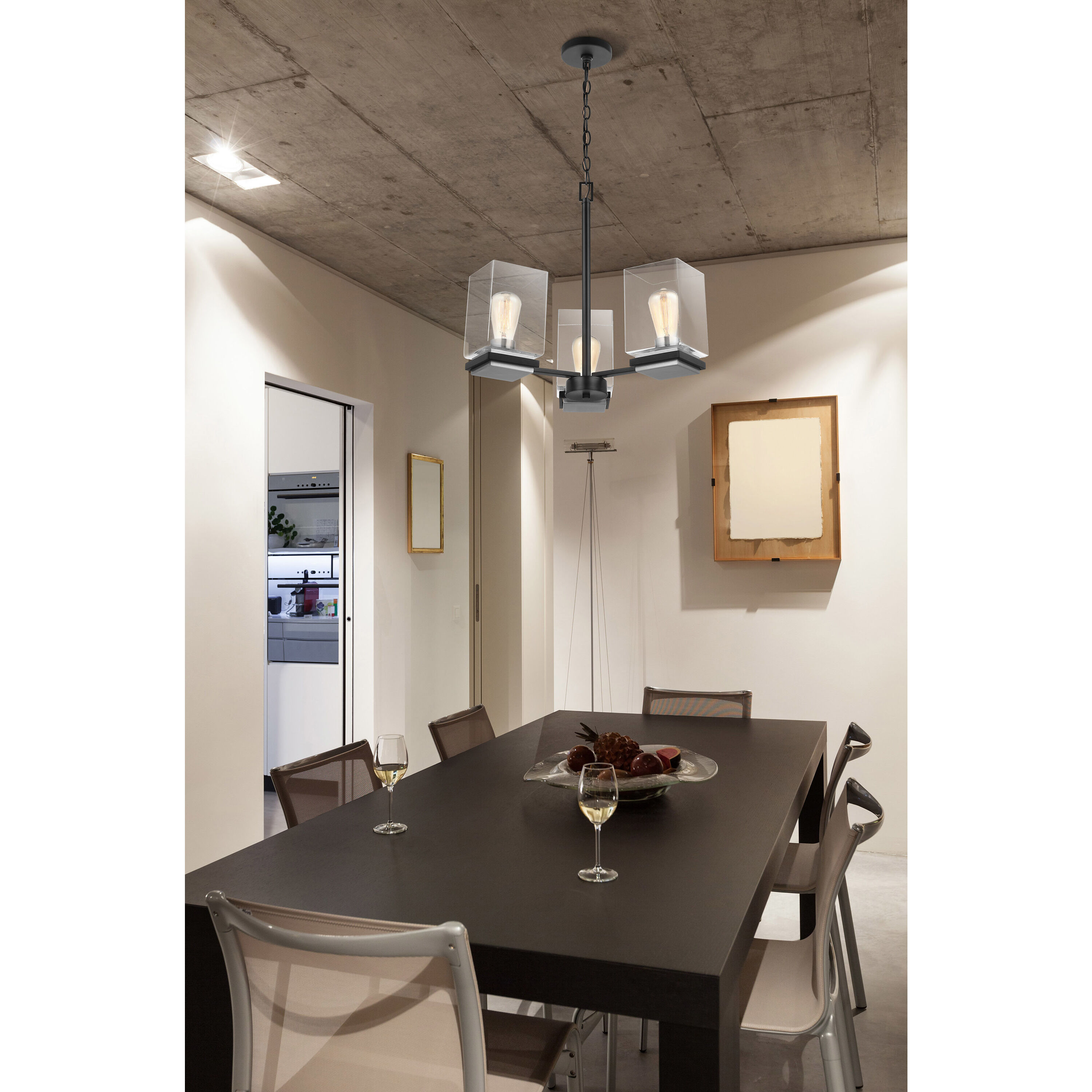 Crossroads 3 Light 21.13 inch Matte Black Chandelier Ceiling Light