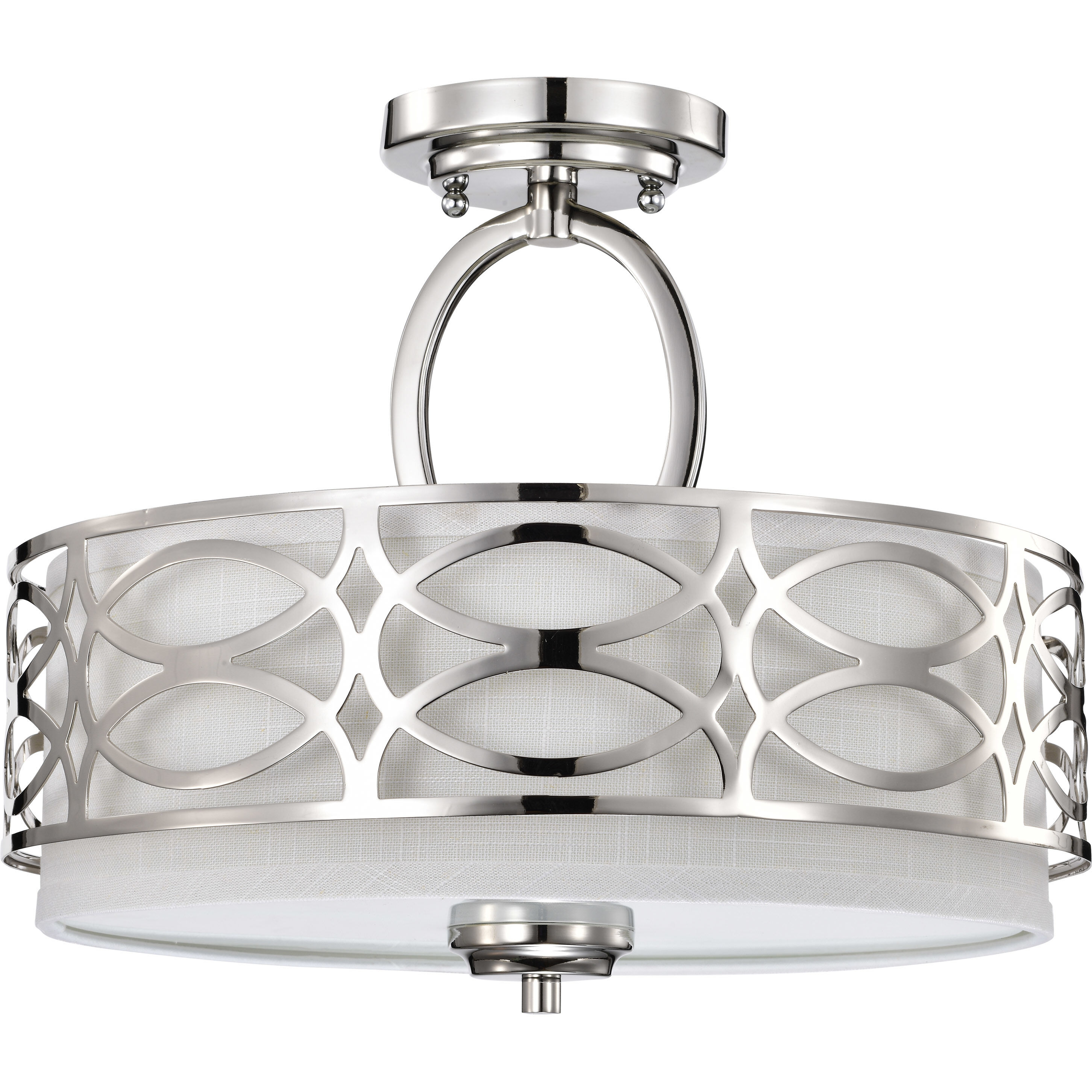 Harlow 3 Light 15 inch Polished Nickel Semi Flush Mount Ceiling Light