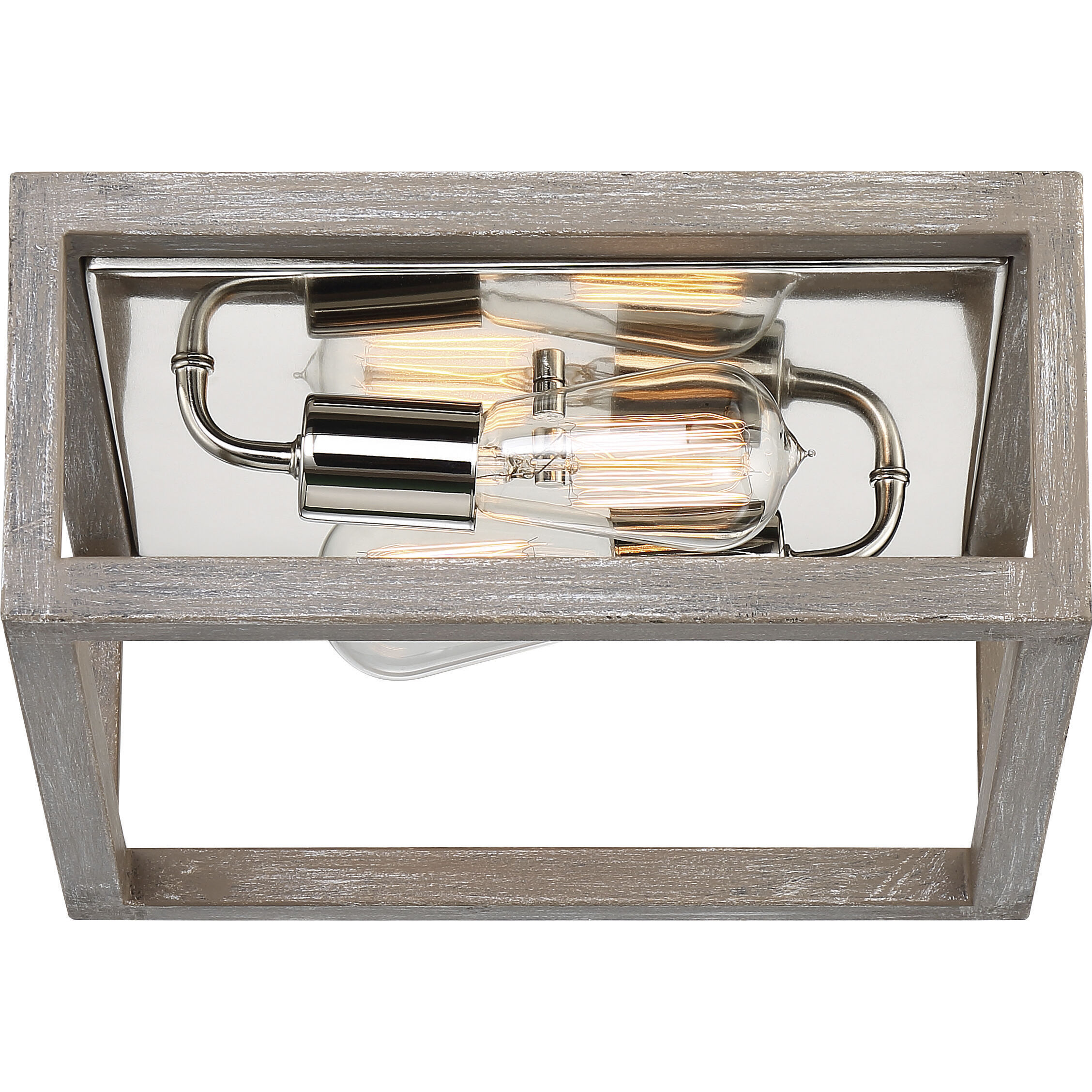 Bliss 2 Light 12.5 inch Driftwood and Polished Nickel Accents Flush Mount Ceiling Light