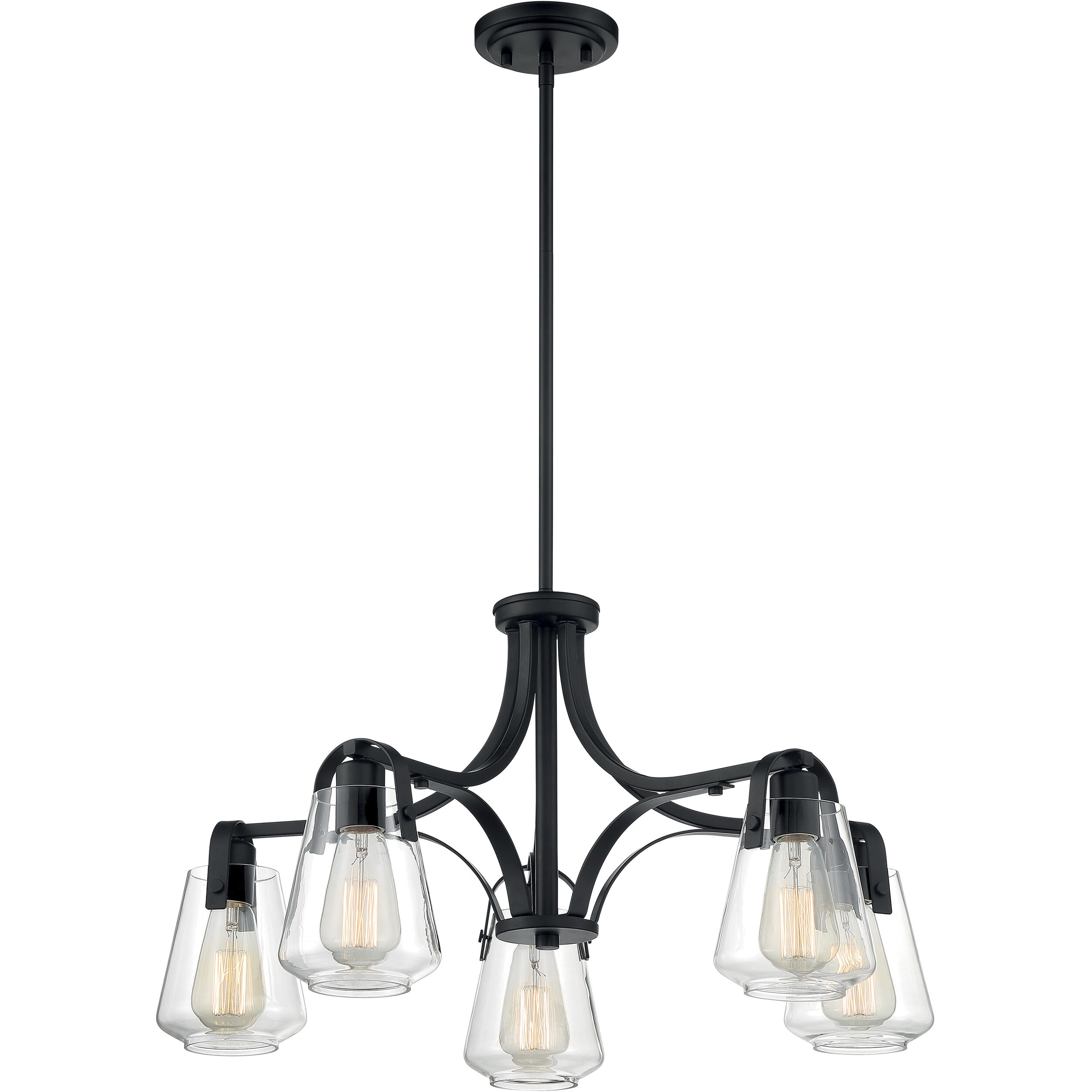 Skybridge 5 Light 27 inch Matte Black Chandelier Ceiling Light