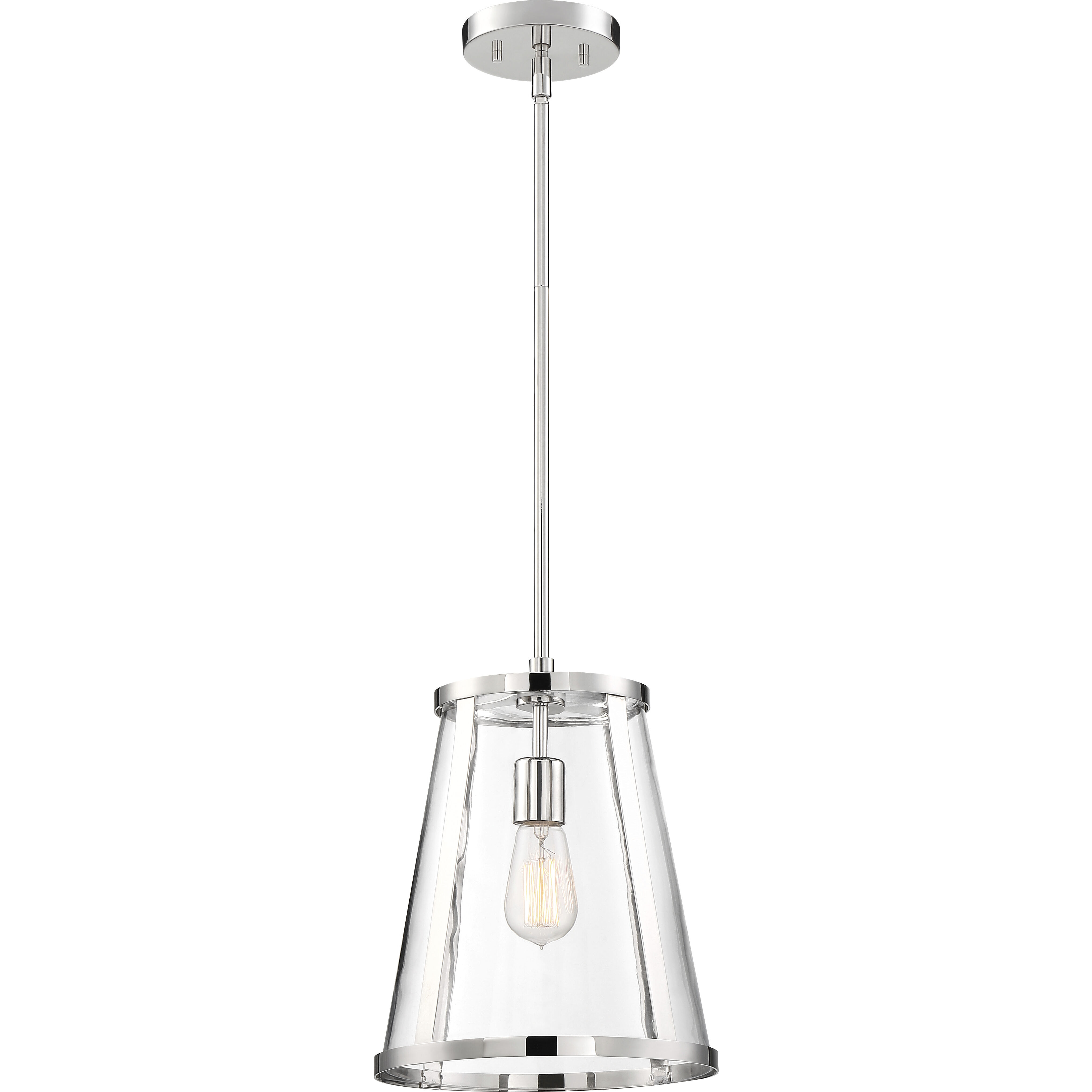 Bruge 1 Light 11 inch Polished Nickel and Clear Pendant Ceiling Light