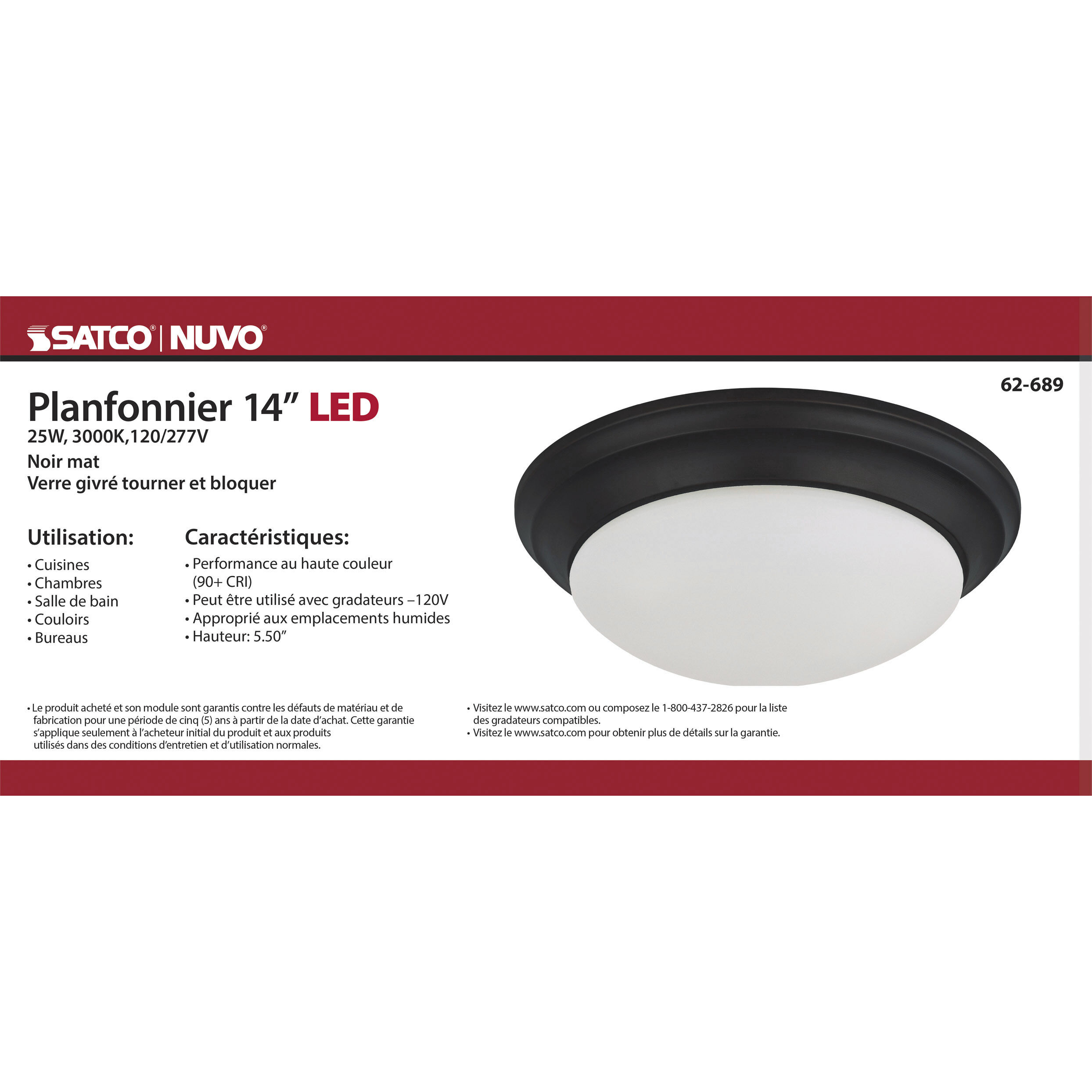 Brentwood LED 14 inch Matte Black Flush Mount Ceiling Light