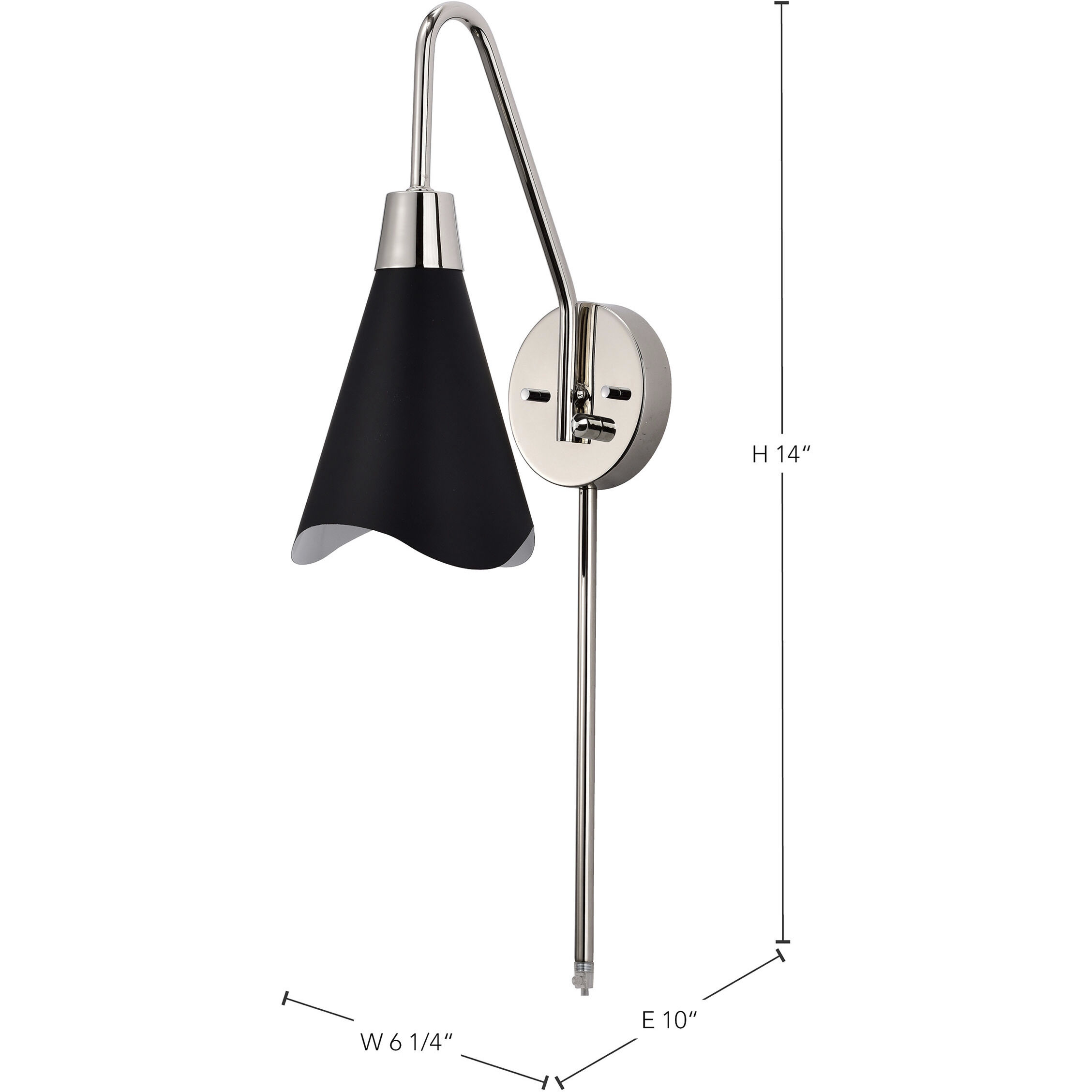Tango 1 Light 6 inch Matte Black/Polished Nickel Bathroom Vanity Lights Wall Light