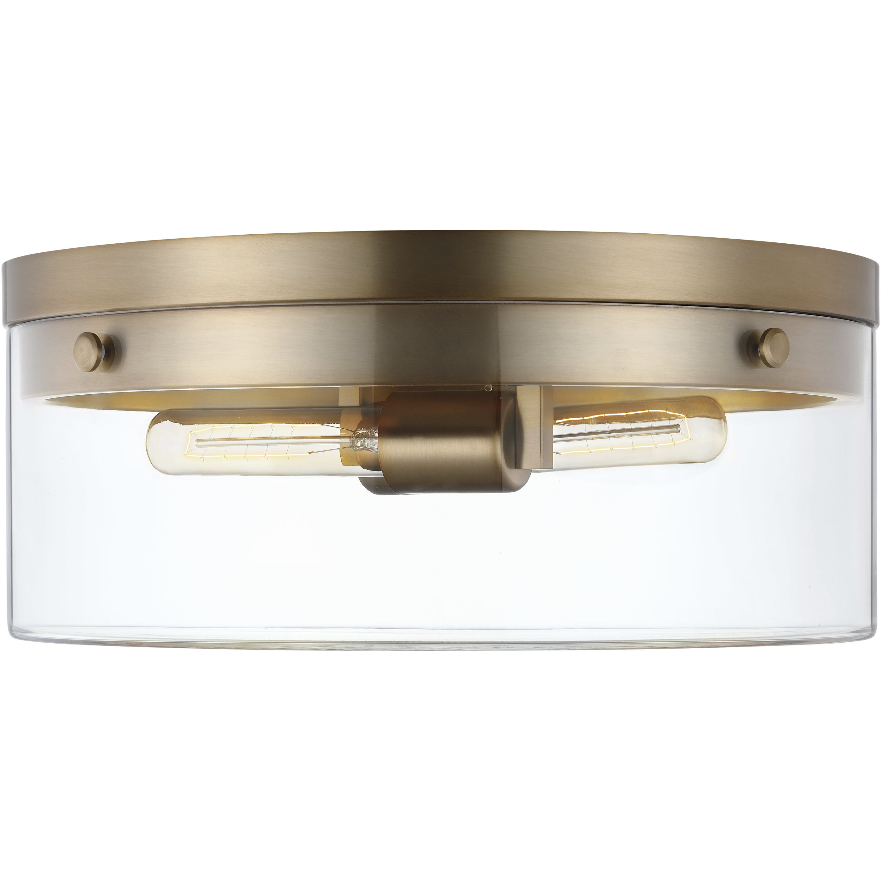 Intersection 2 Light 11 inch Burnished Brass Flush Ceiling Light