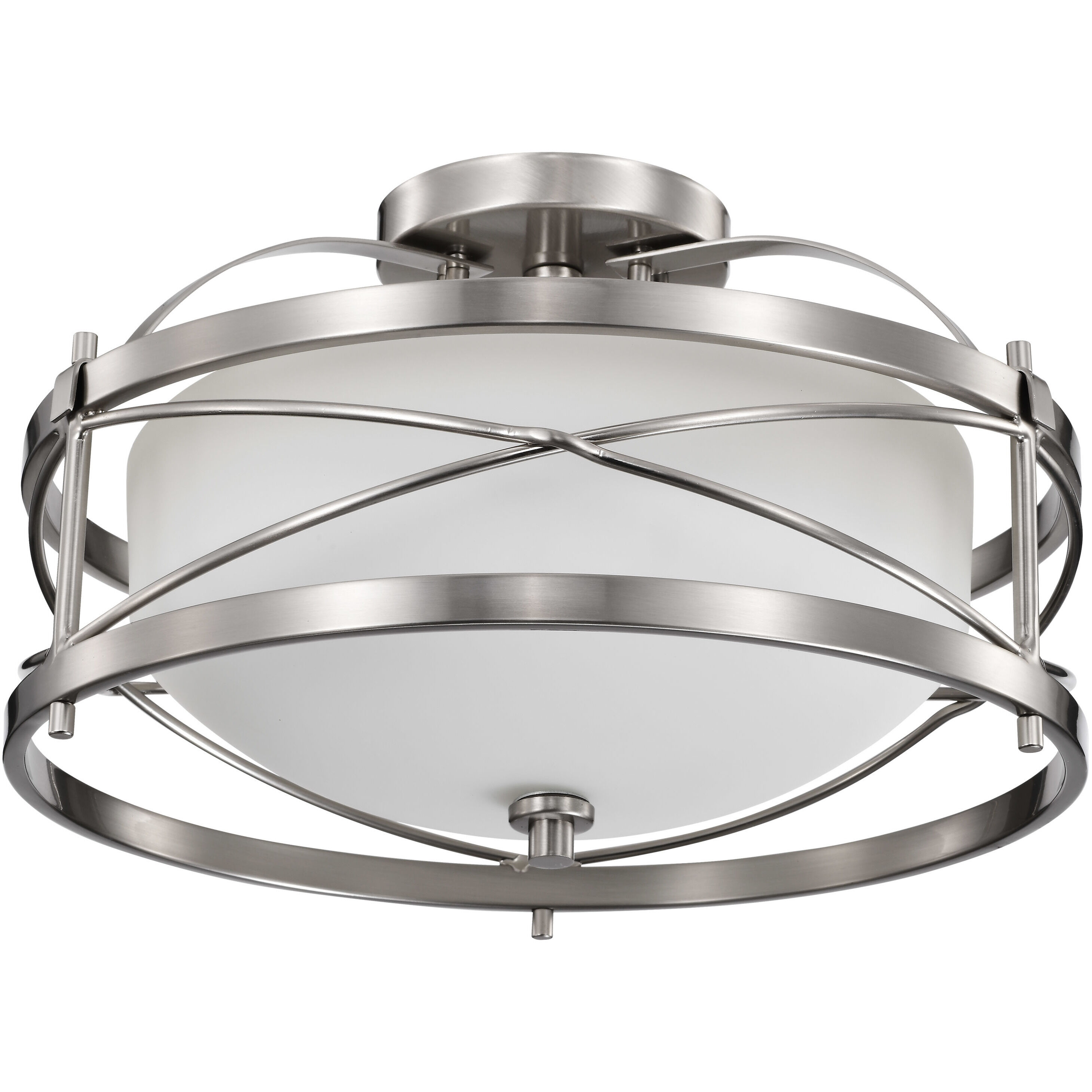 Ginger 2 Light 14 inch Brushed Nickel Semi Flush Mount Ceiling Light