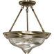 Signature 2 Light 13.25 inch Antique Brass Semi-Flush Ceiling Light