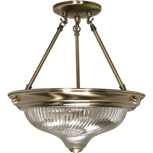 Signature 2 Light 13 inch Antique Brass Semi-Flush Ceiling Light