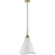 Tango 1 Light 12 inch Matte White/Burnished Brass Pendant Ceiling Light