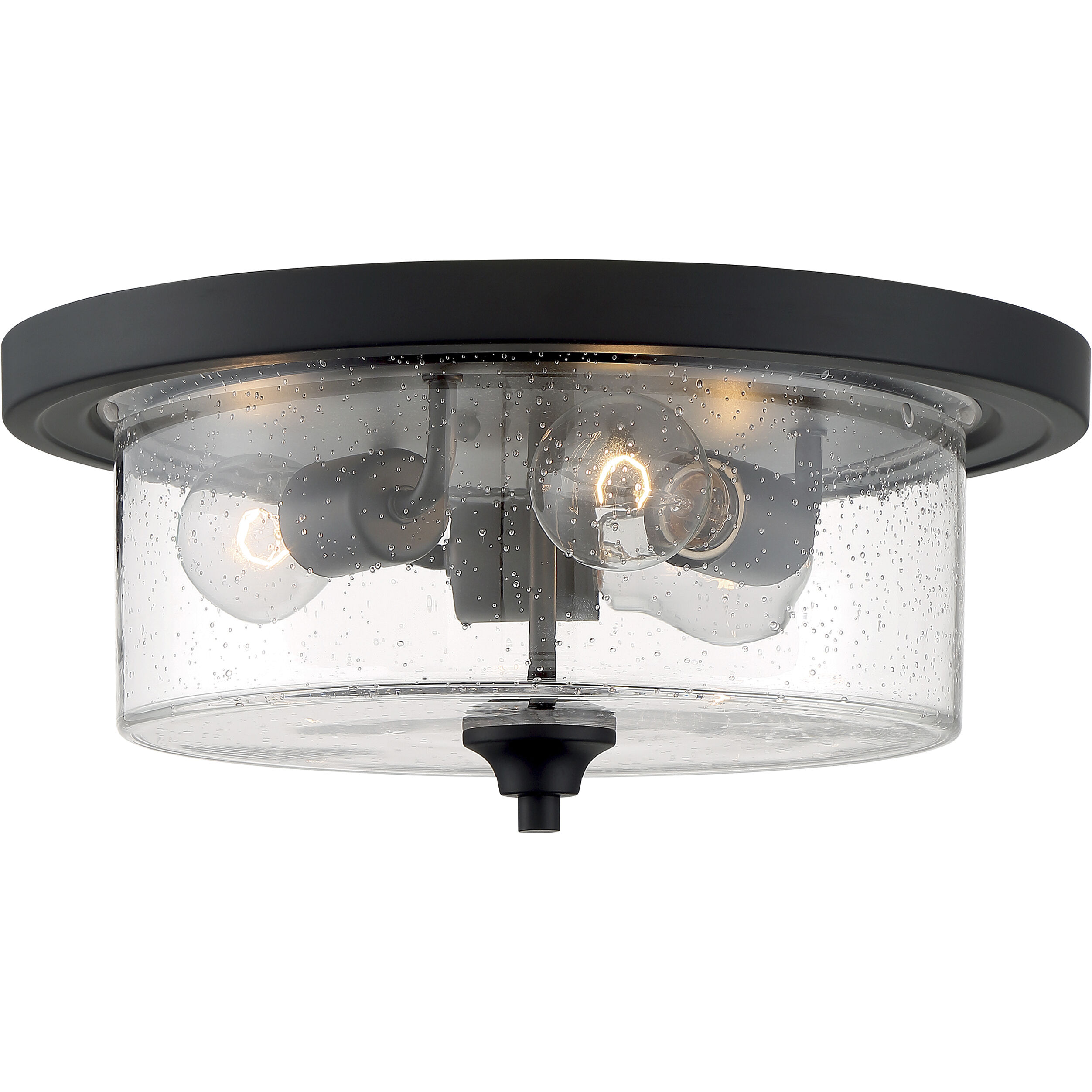 Bransel 3 Light 15 inch Matte Black Flush Mount Fixture Ceiling Light