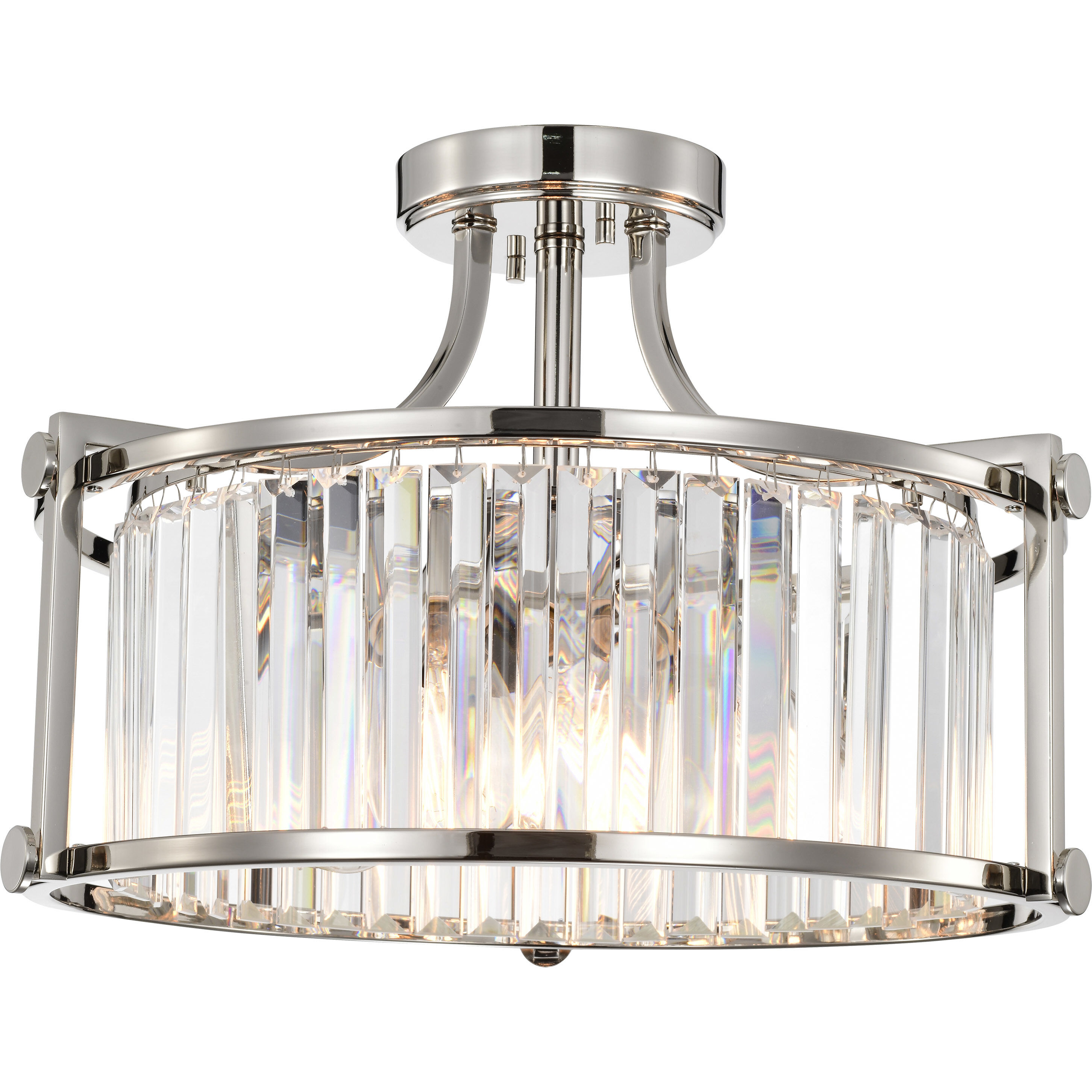 Krys 3 Light 17.75 inch Polished Nickel Semi Flush Mount Ceiling Light