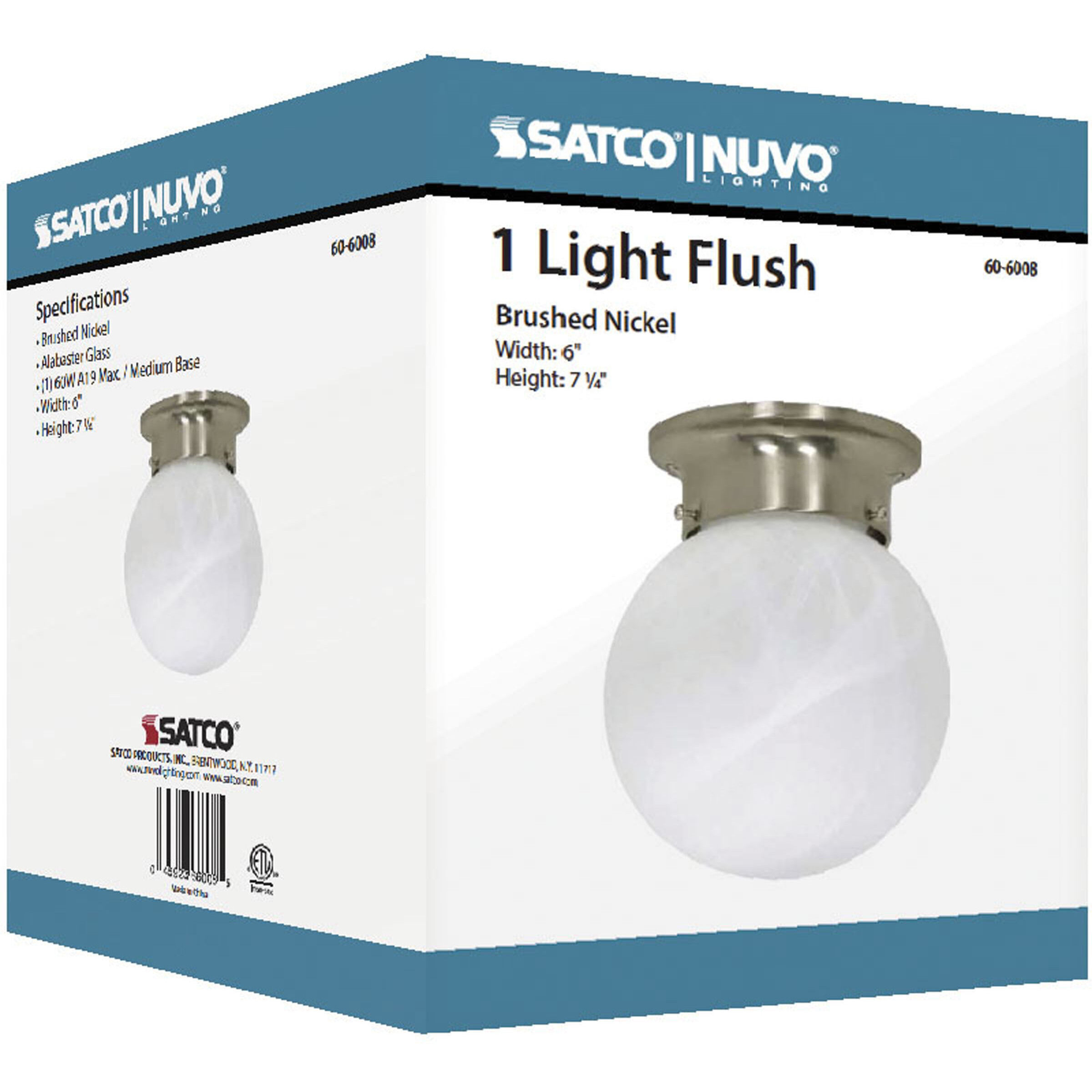 Brentwood 1 Light 6 inch Brushed Nickel Flush Mount Ceiling Light