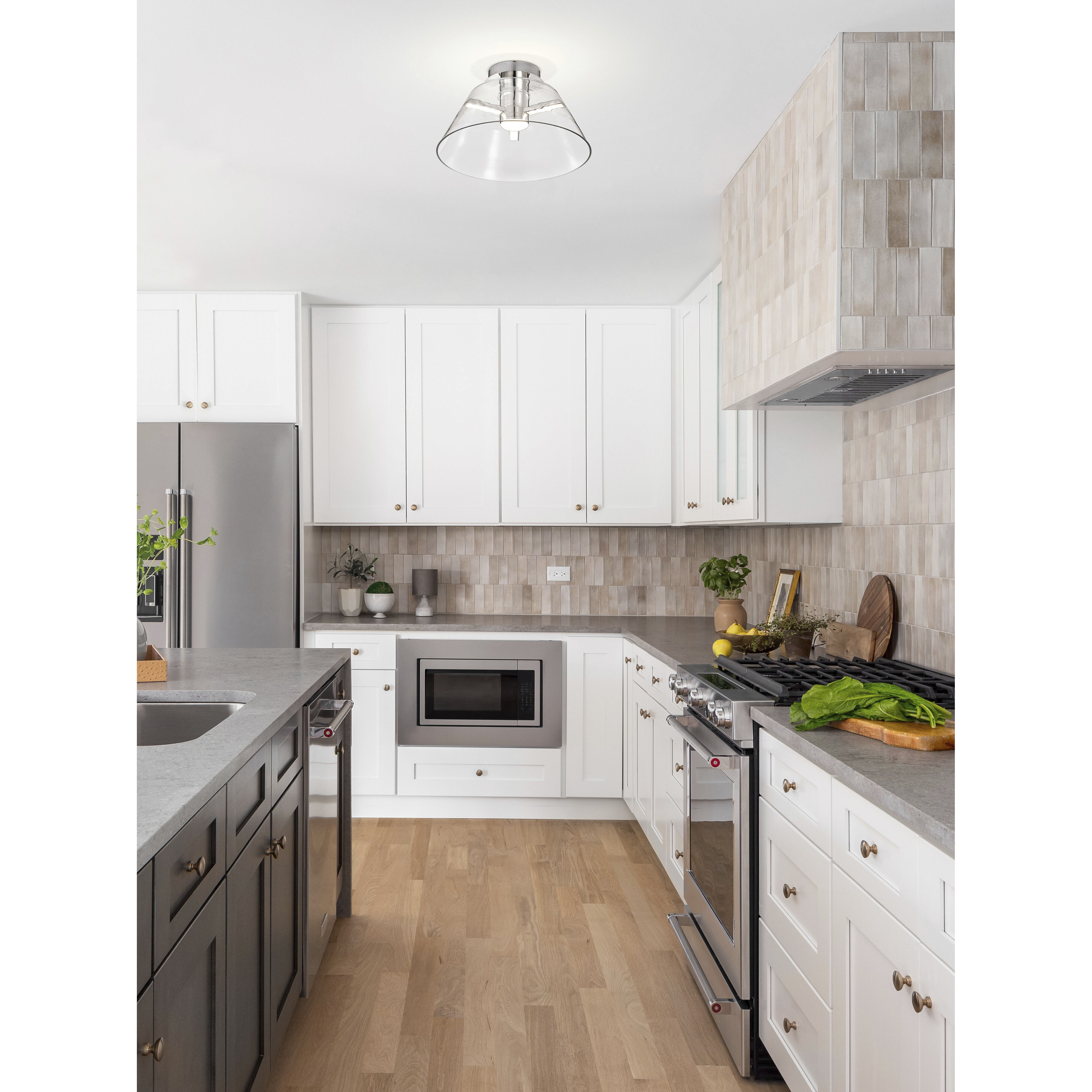 Edmond LED 17 inch Polished Nickel Semi Flush Mount Ceiling Light