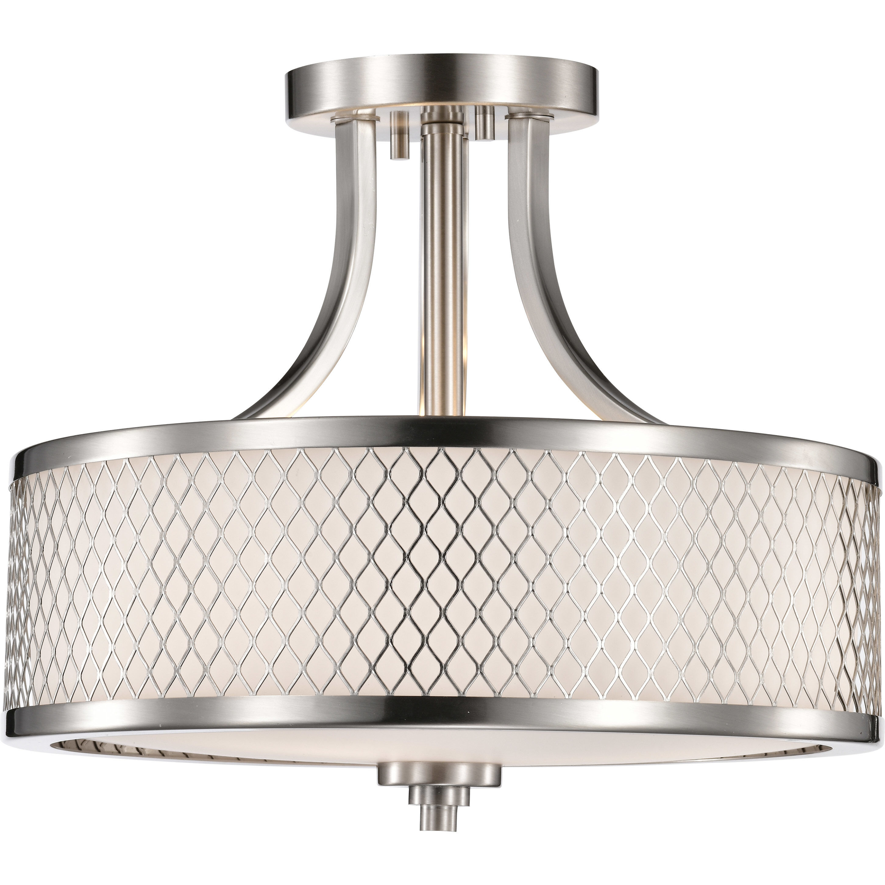 Brushed nickel semi flush mount outlet light