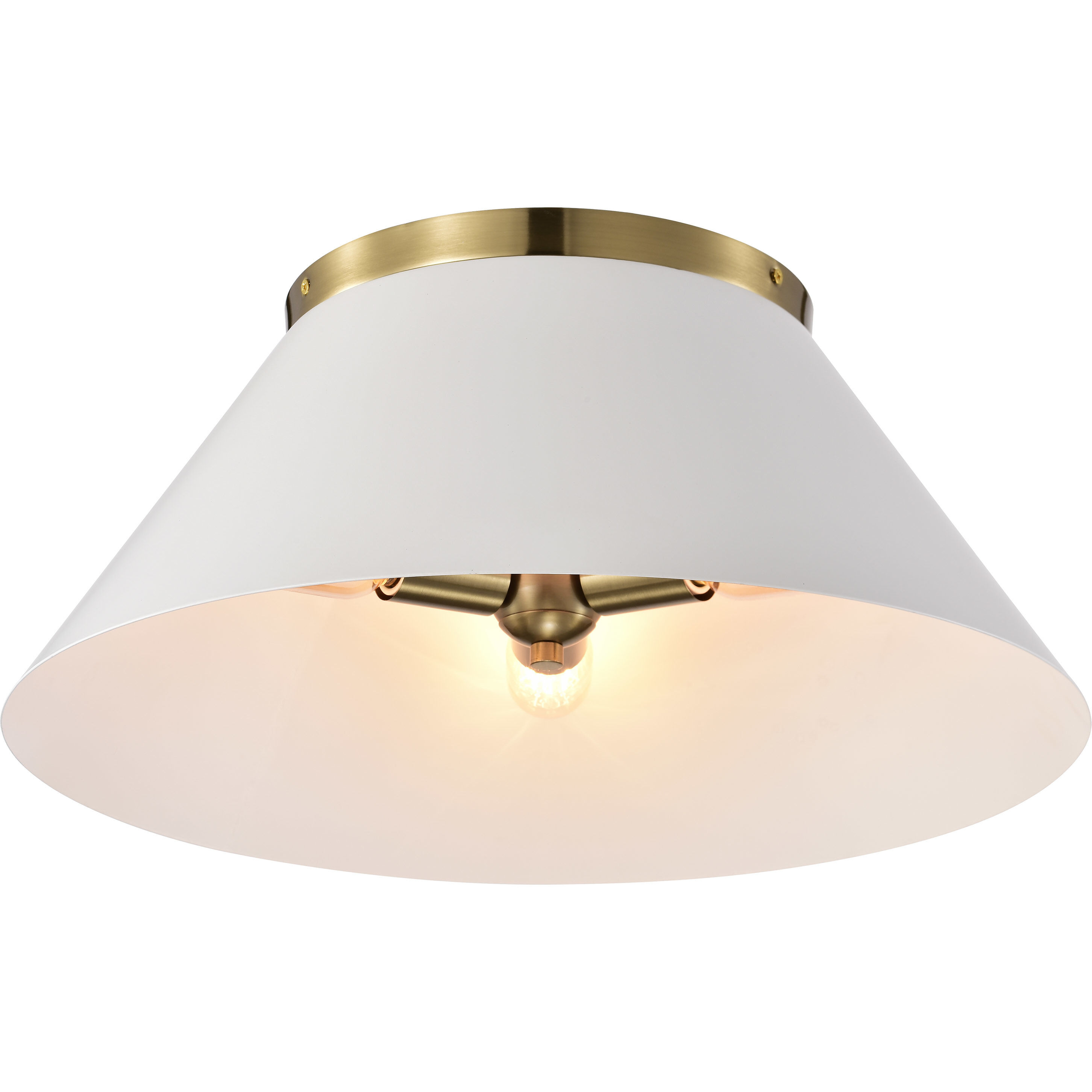Dover 3 Light 20 inch White/Vintage Brass Flush Ceiling Light