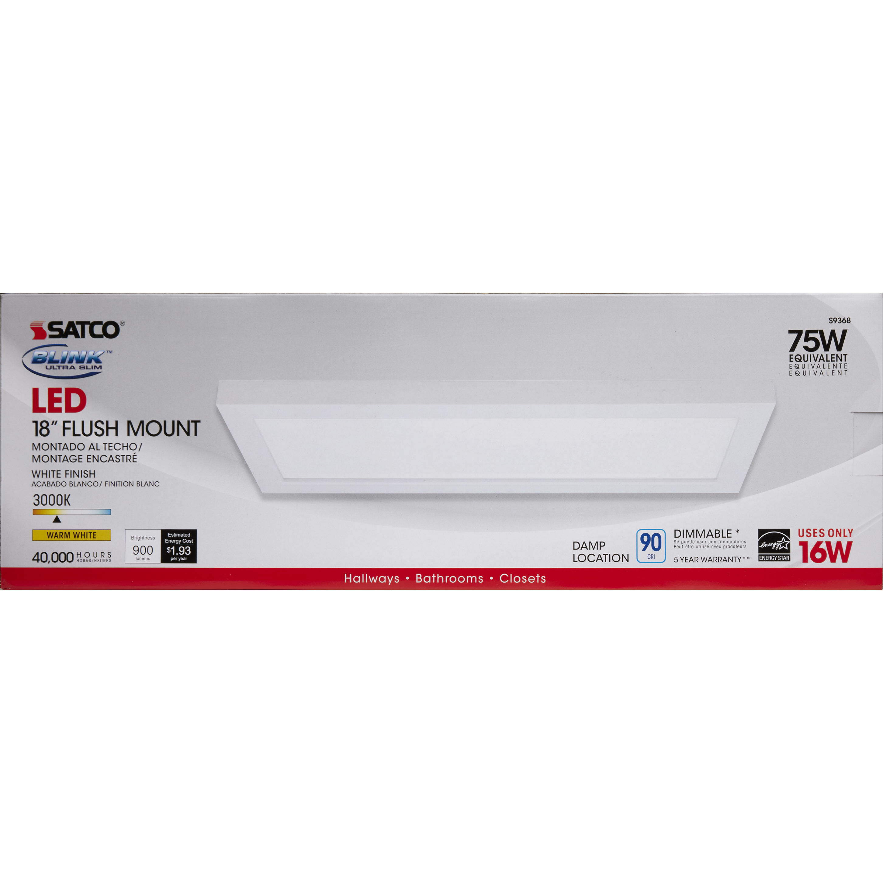 Blink LED 5 inch White Flush Mount Ceiling Light, Rectangle