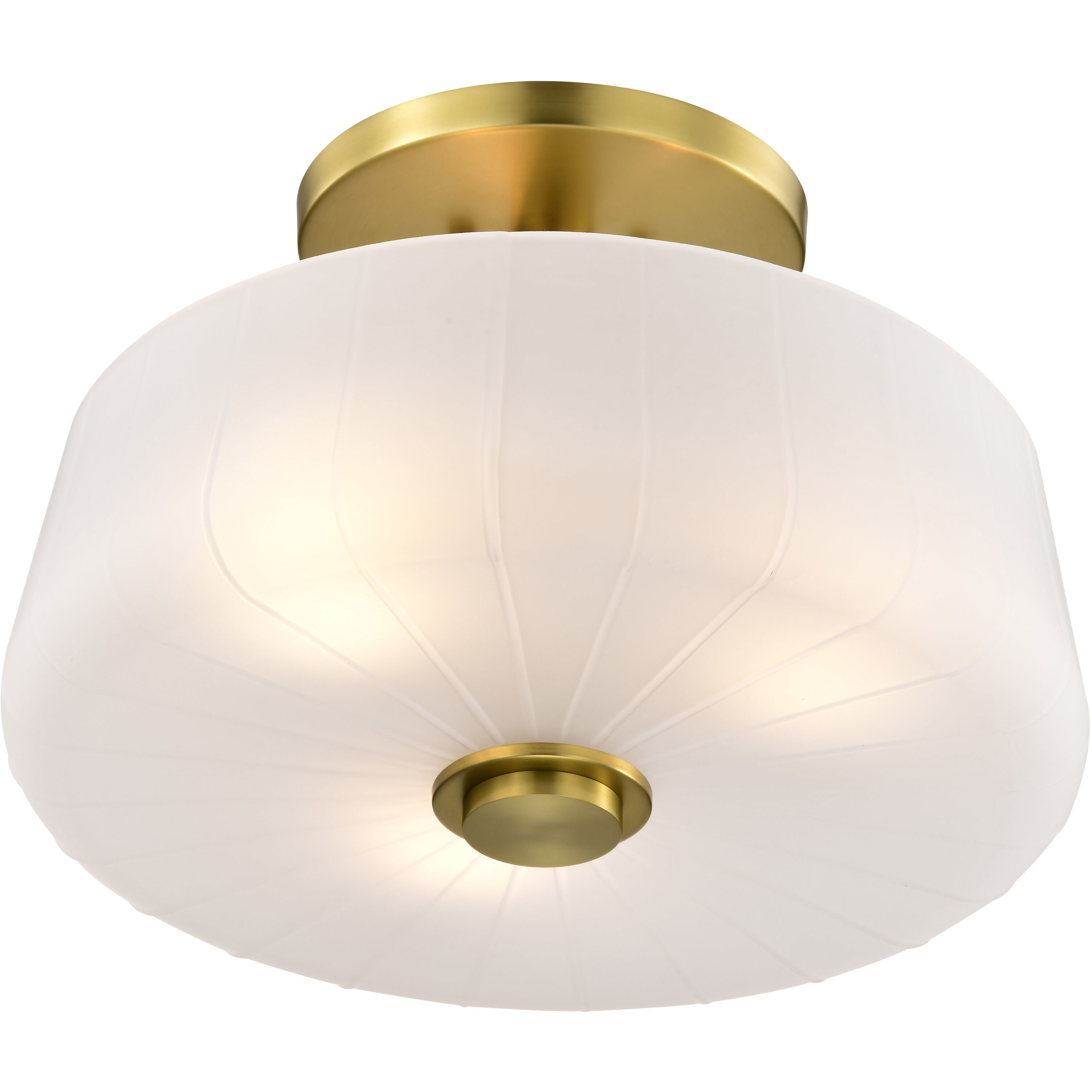 Lune 16 inch Vintage Brass Semi Flush Mount Ceiling Light