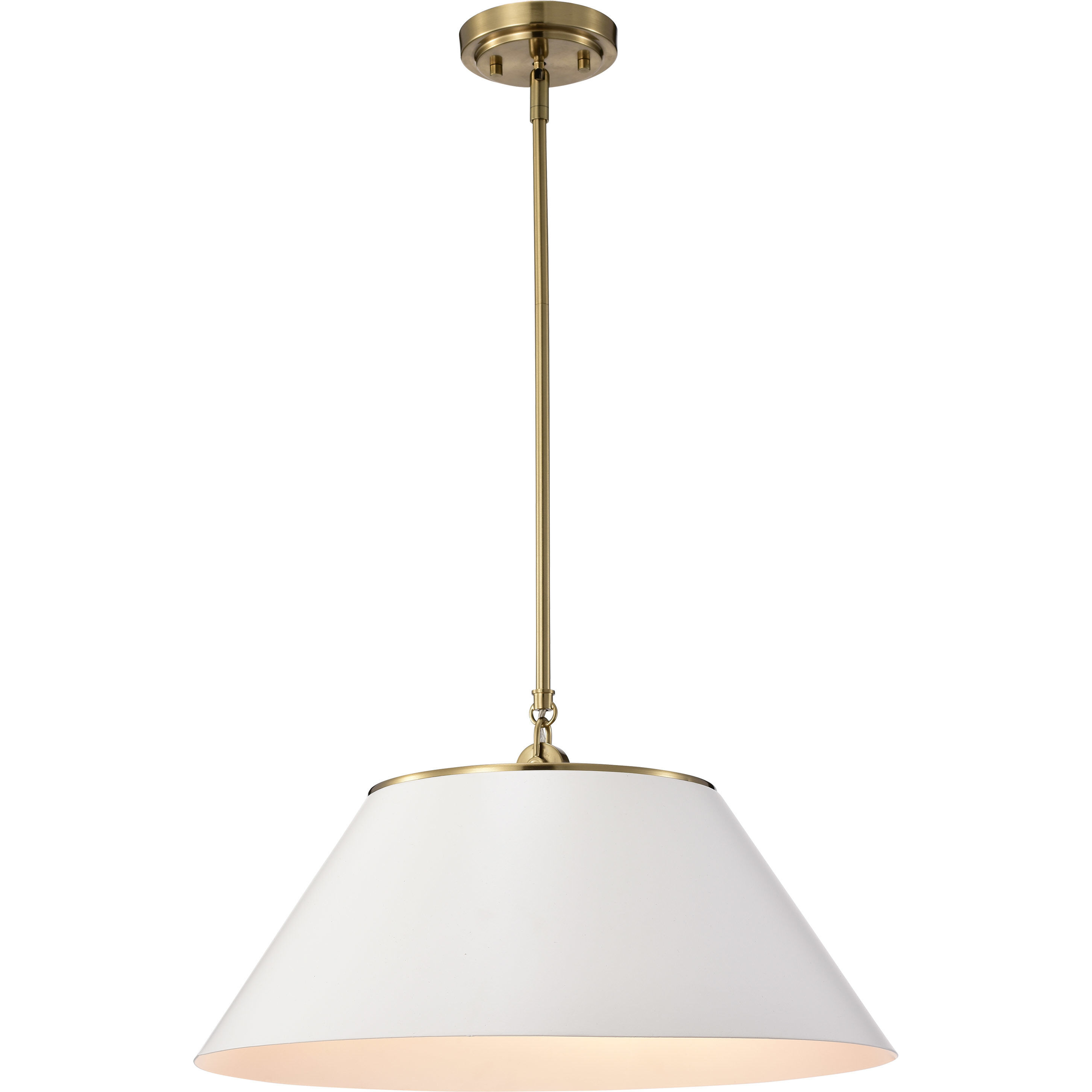 Dover 3 Light 20 inch White/Vintage Brass Pendant Ceiling Light