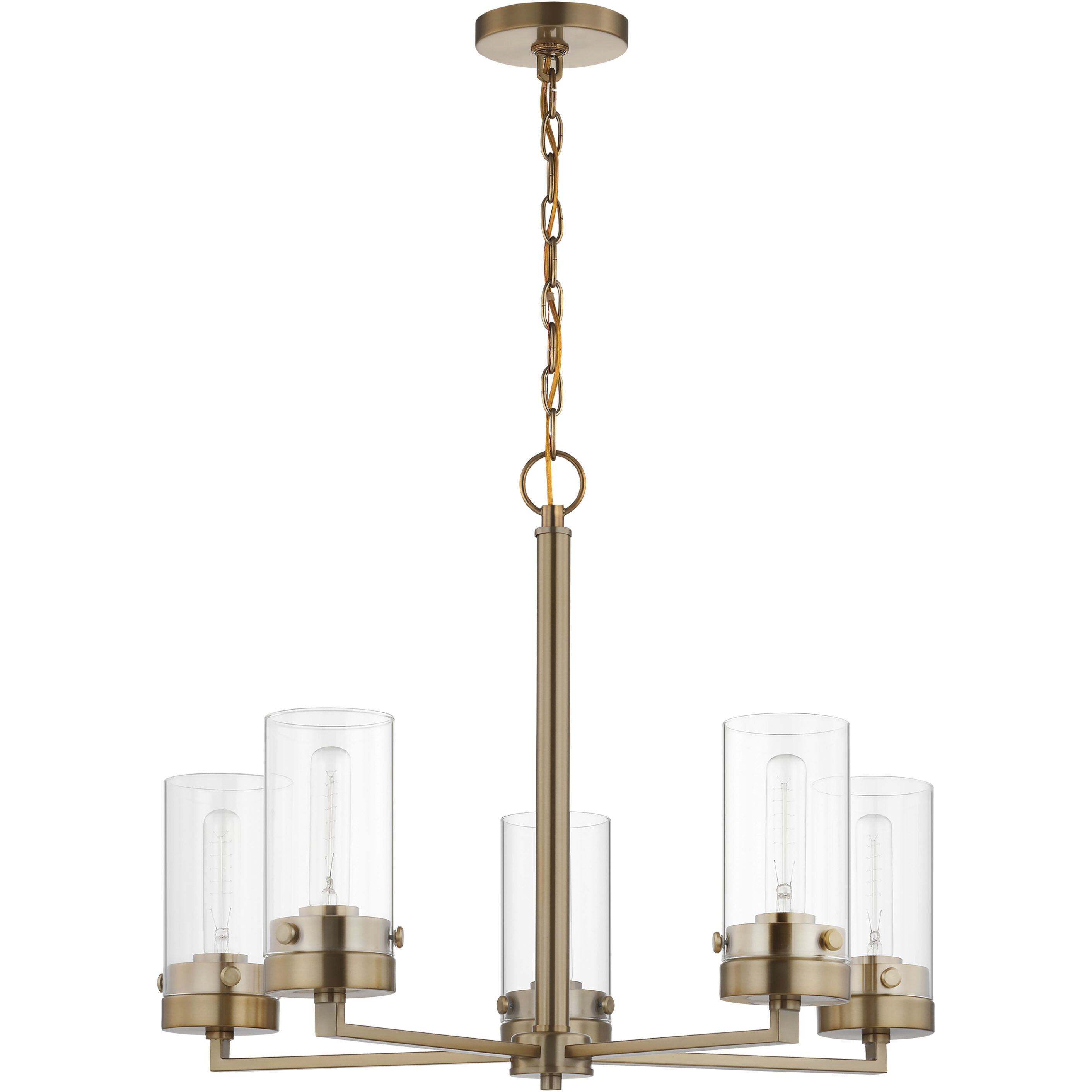 Intersection 5 Light 24 inch Burnished Brass Chandelier Ceiling Light