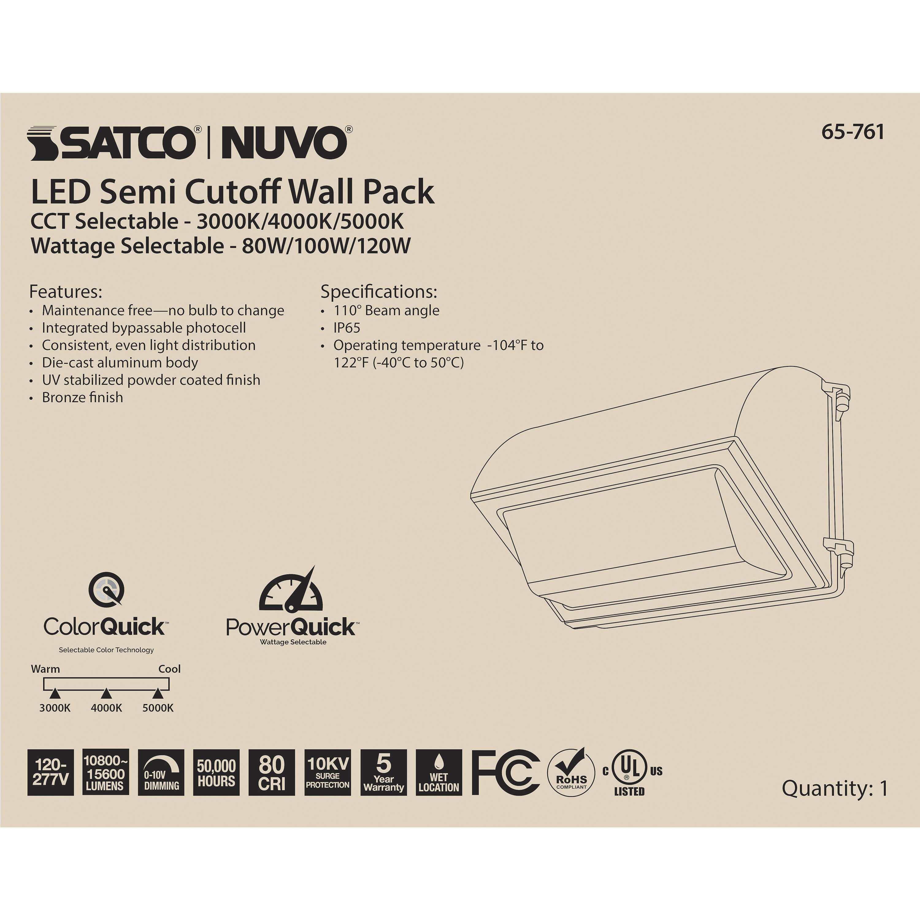 Brentwood LED 10 inch Bronze Outdoor/Indoor Wall Pack