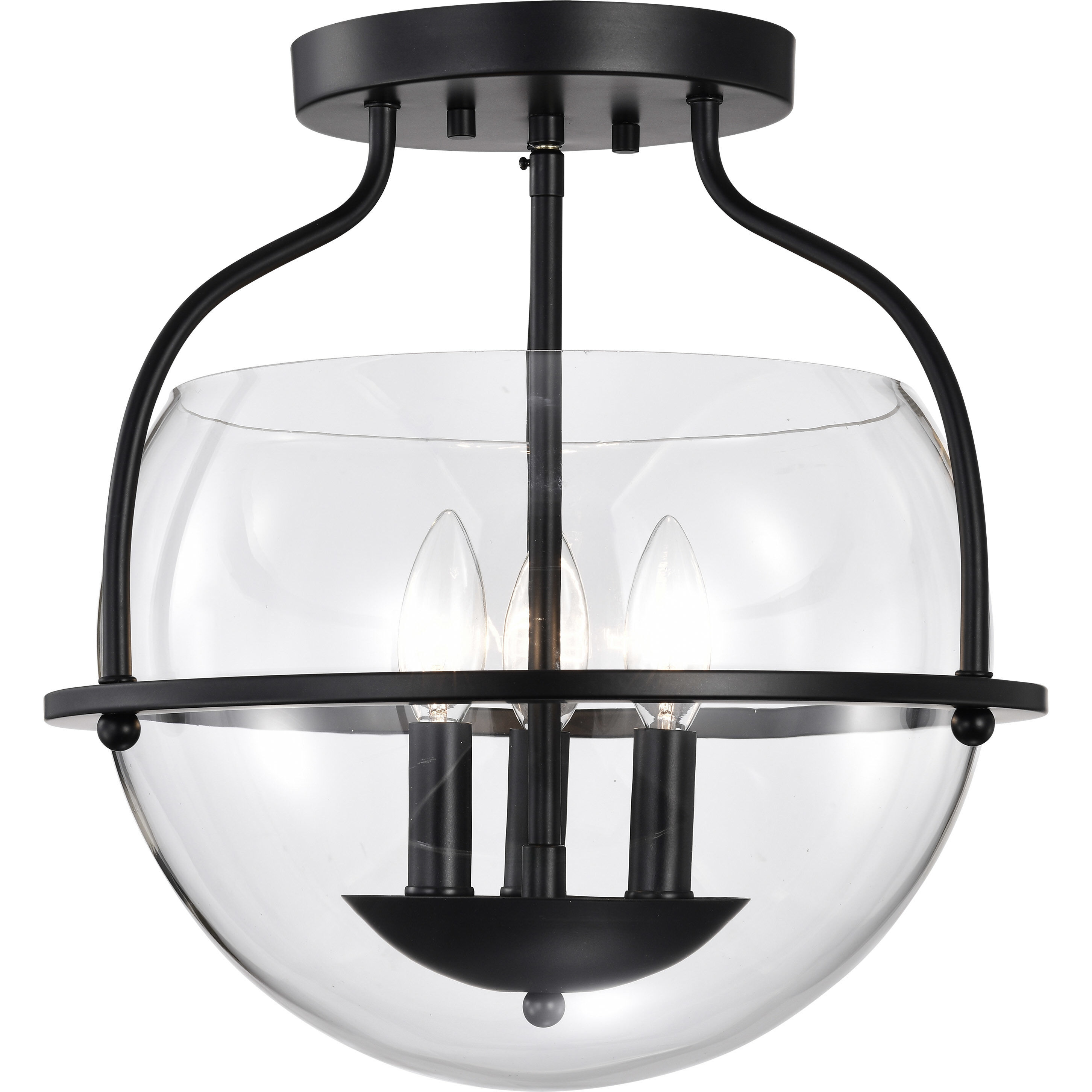 Amado 3 Light 14 inch Matte Black Semi Flush Mount Ceiling Light