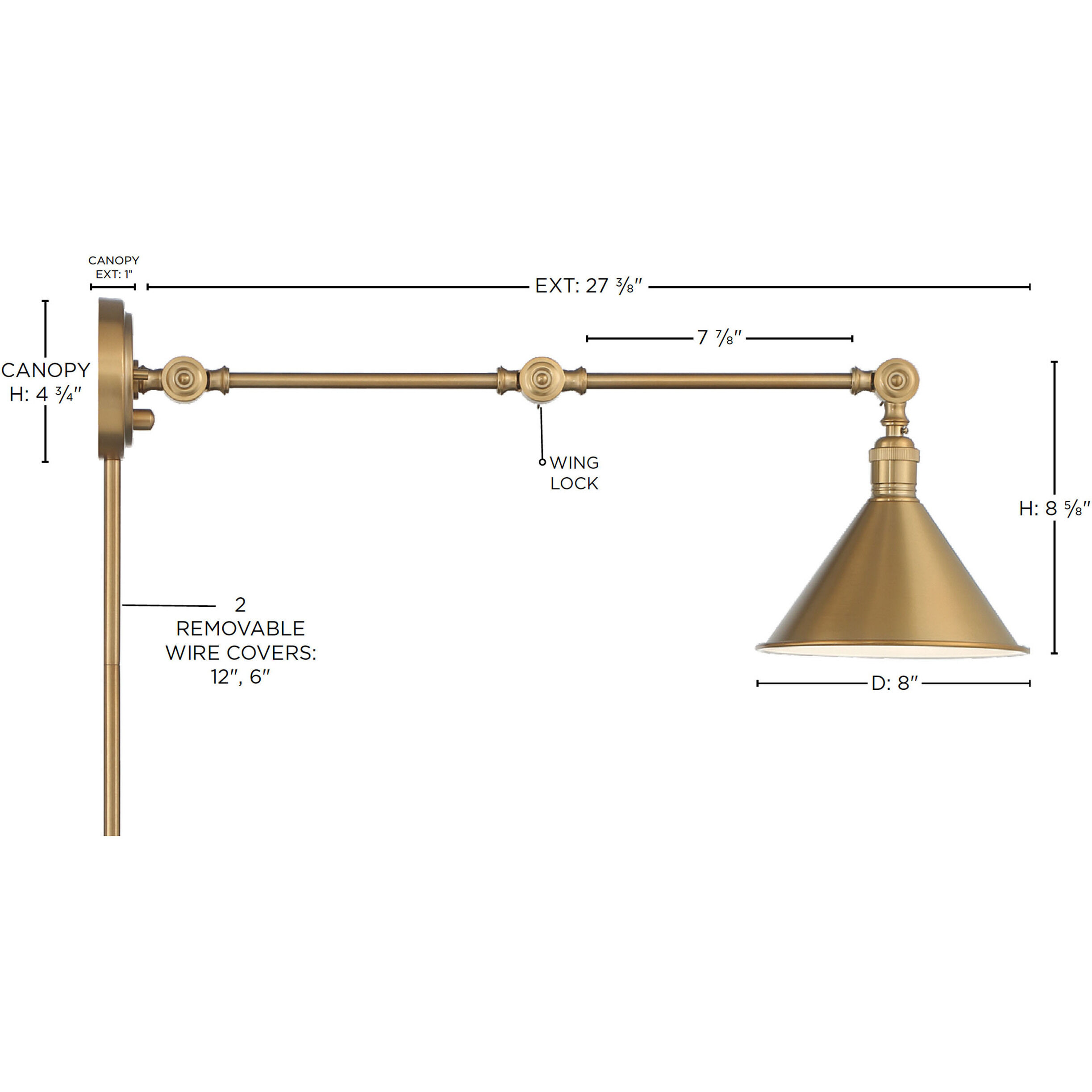Delancey 27 inch 60.00 watt Burnished Brass Swing Arm Wall Wall Light
