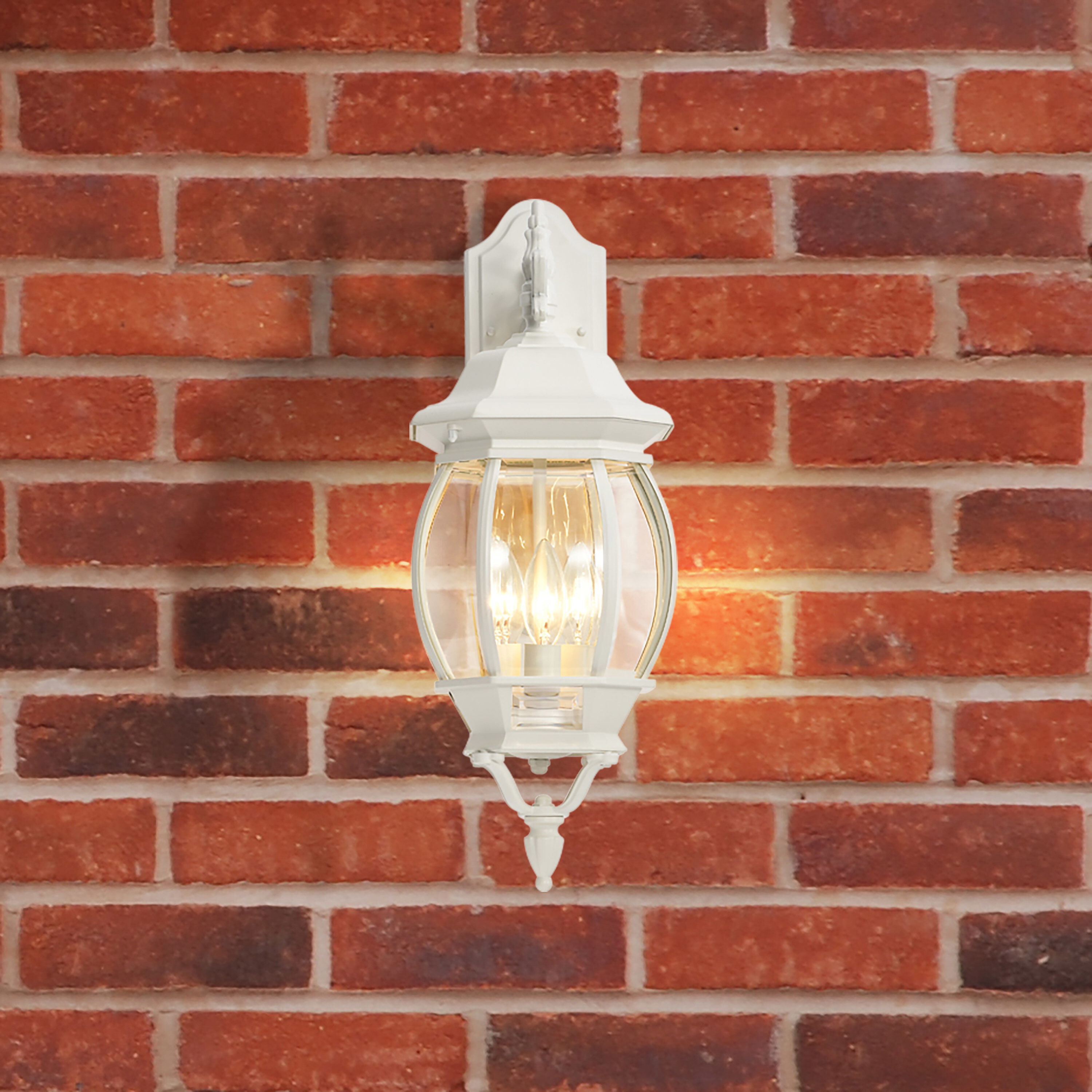 Central Park 3 Light 23 inch White Outdoor Wall Lantern