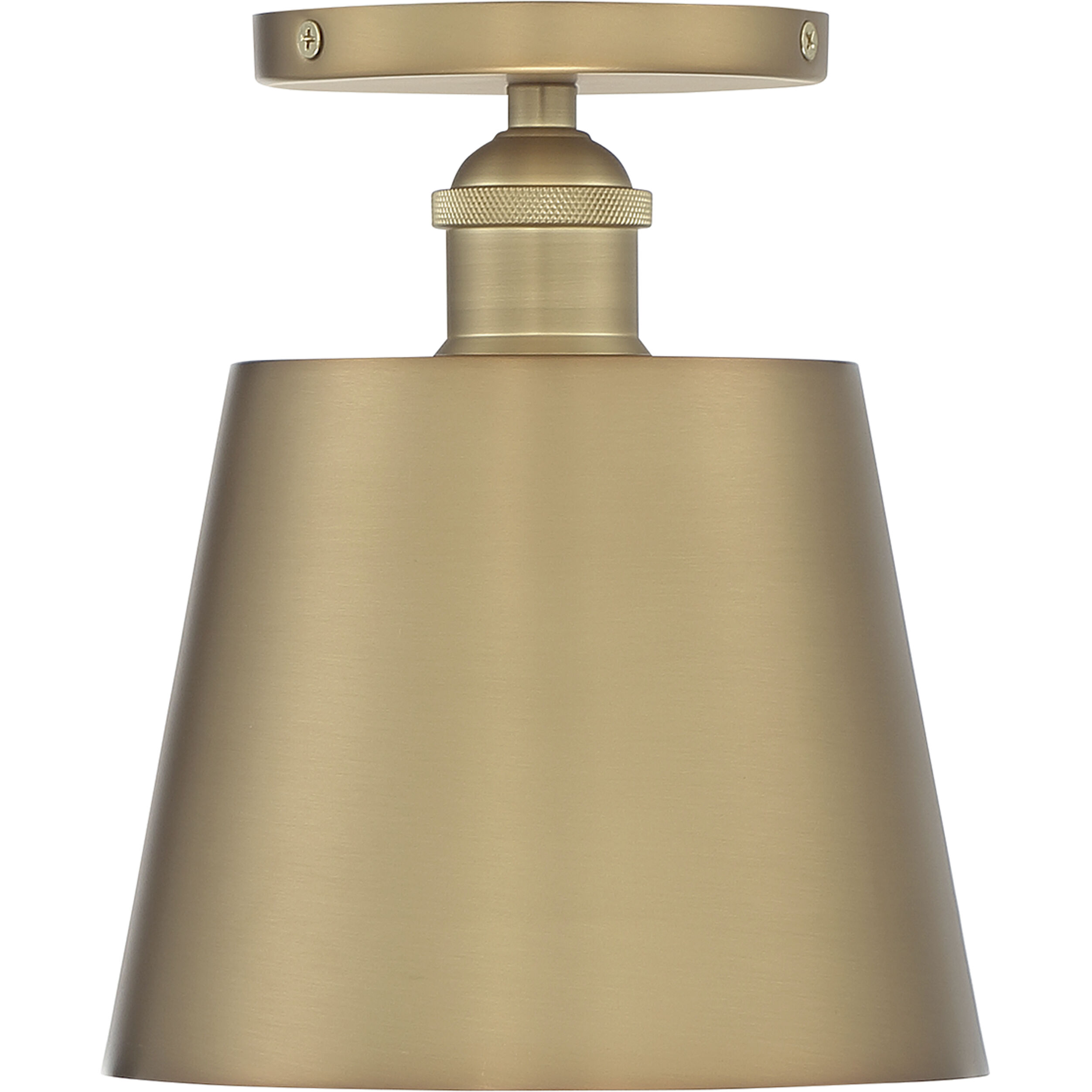 Motif 1 Light 7 inch Brushed Brass and White Accents Semi Flush Mount Fixture Ceiling Light